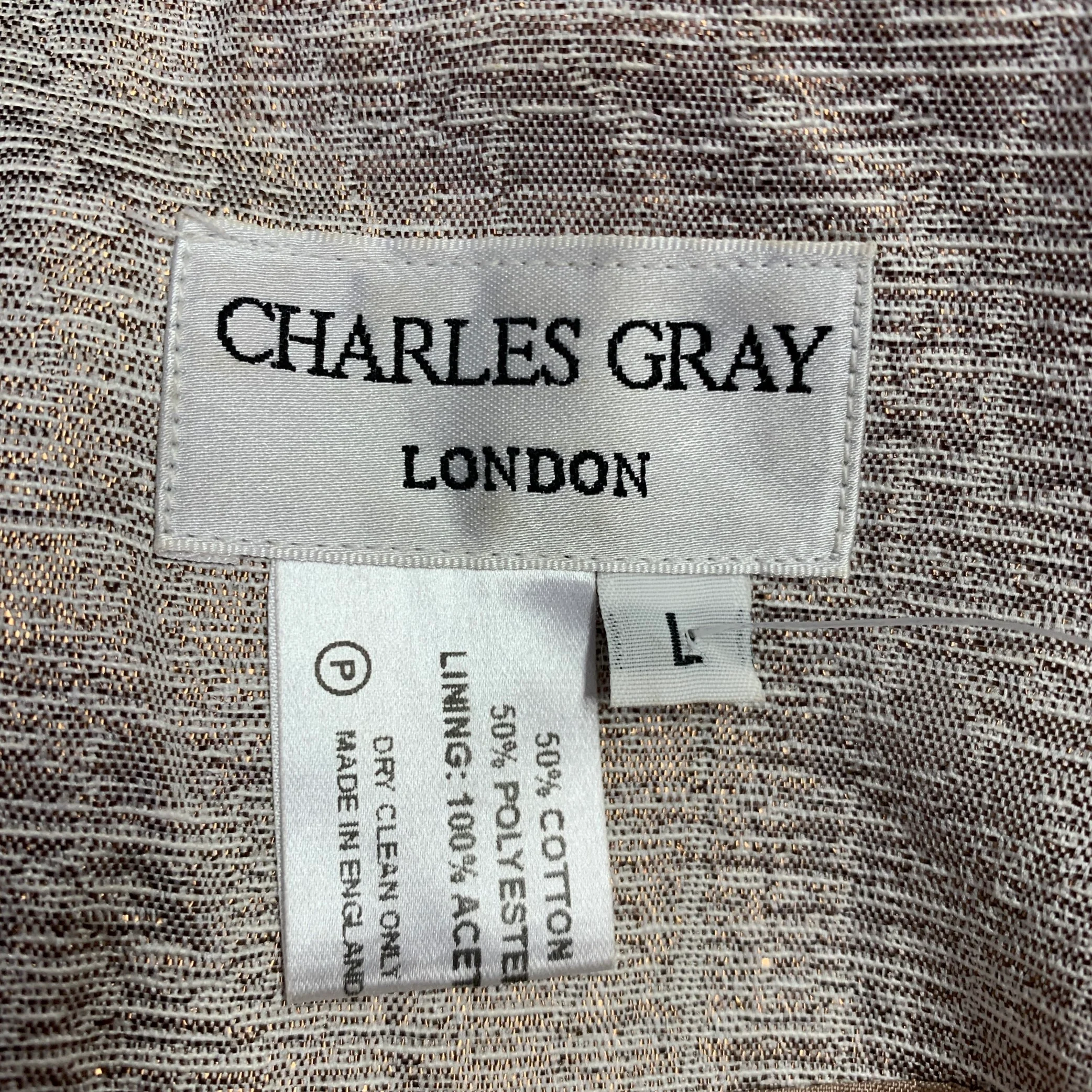 CHARLES GRAY Size L Pink Rose Gold Cotton Blend Shiny Single Button Coat - Image 5