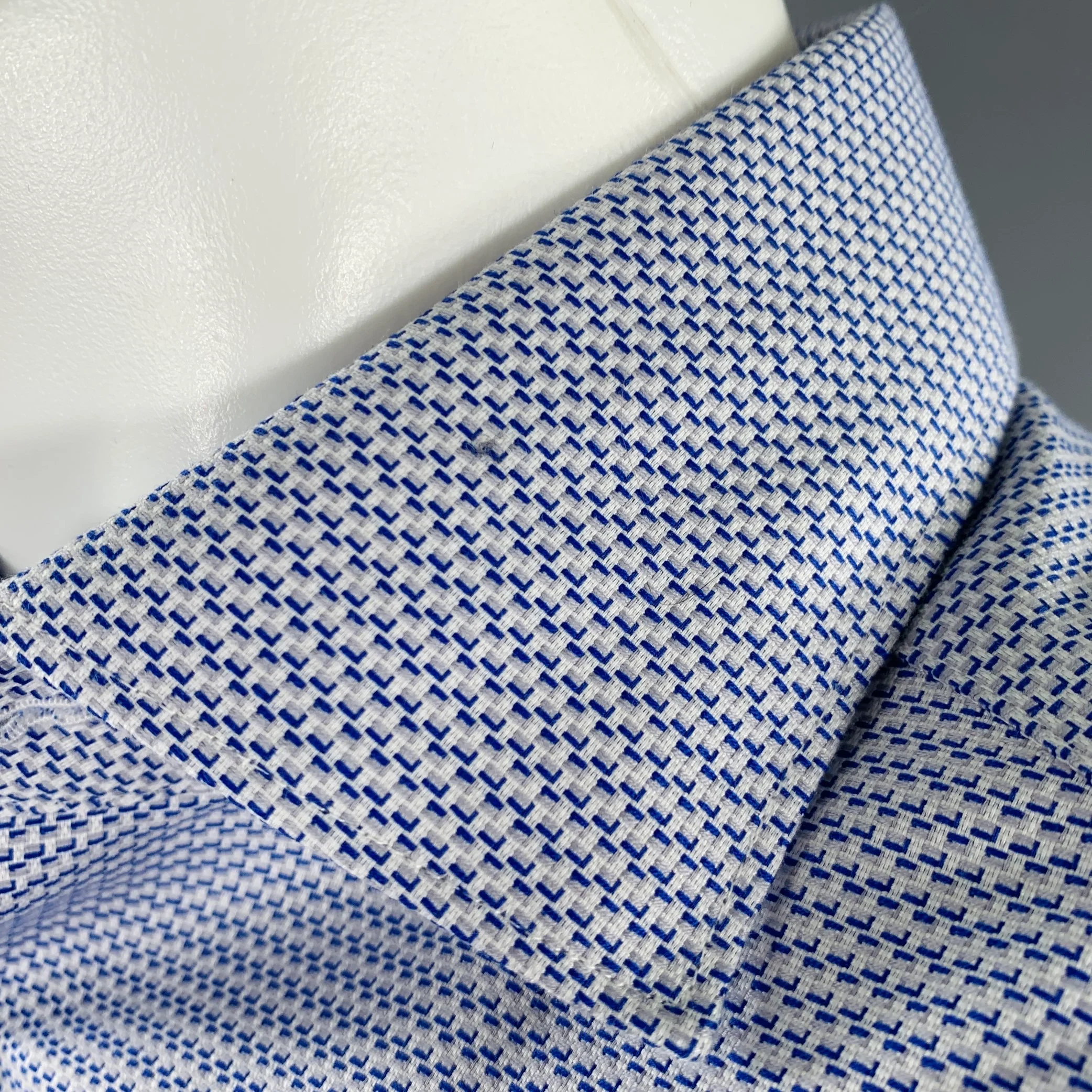 CHARLES TYRWHITT Size S Blue Grey Lines Cotton Cutaway Collar Long Sleeve Shirt - Image 5
