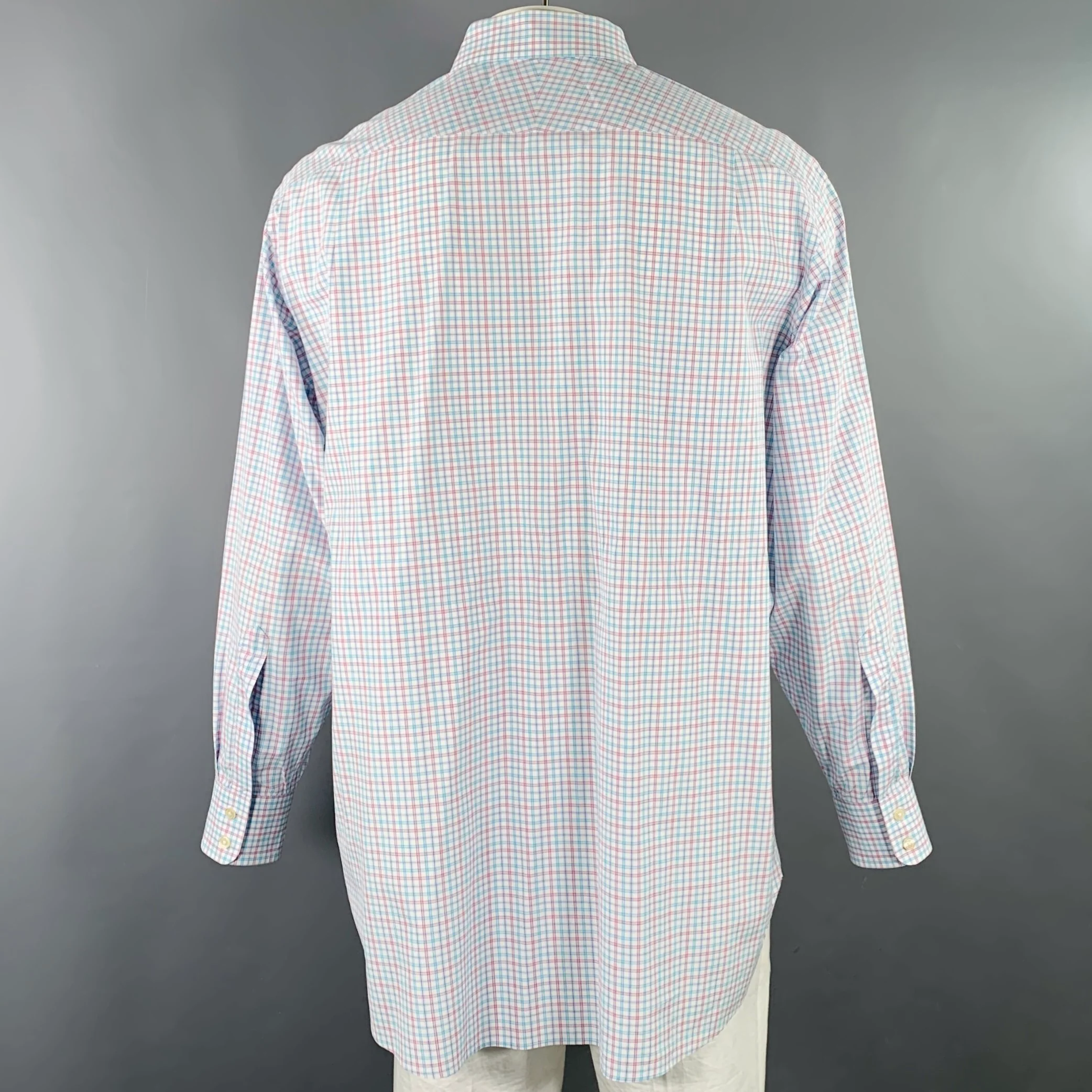CHARLES TYRWHITT Size XL White Red Blue Checkered Cotton Long Sleeve Shirt - Image 4