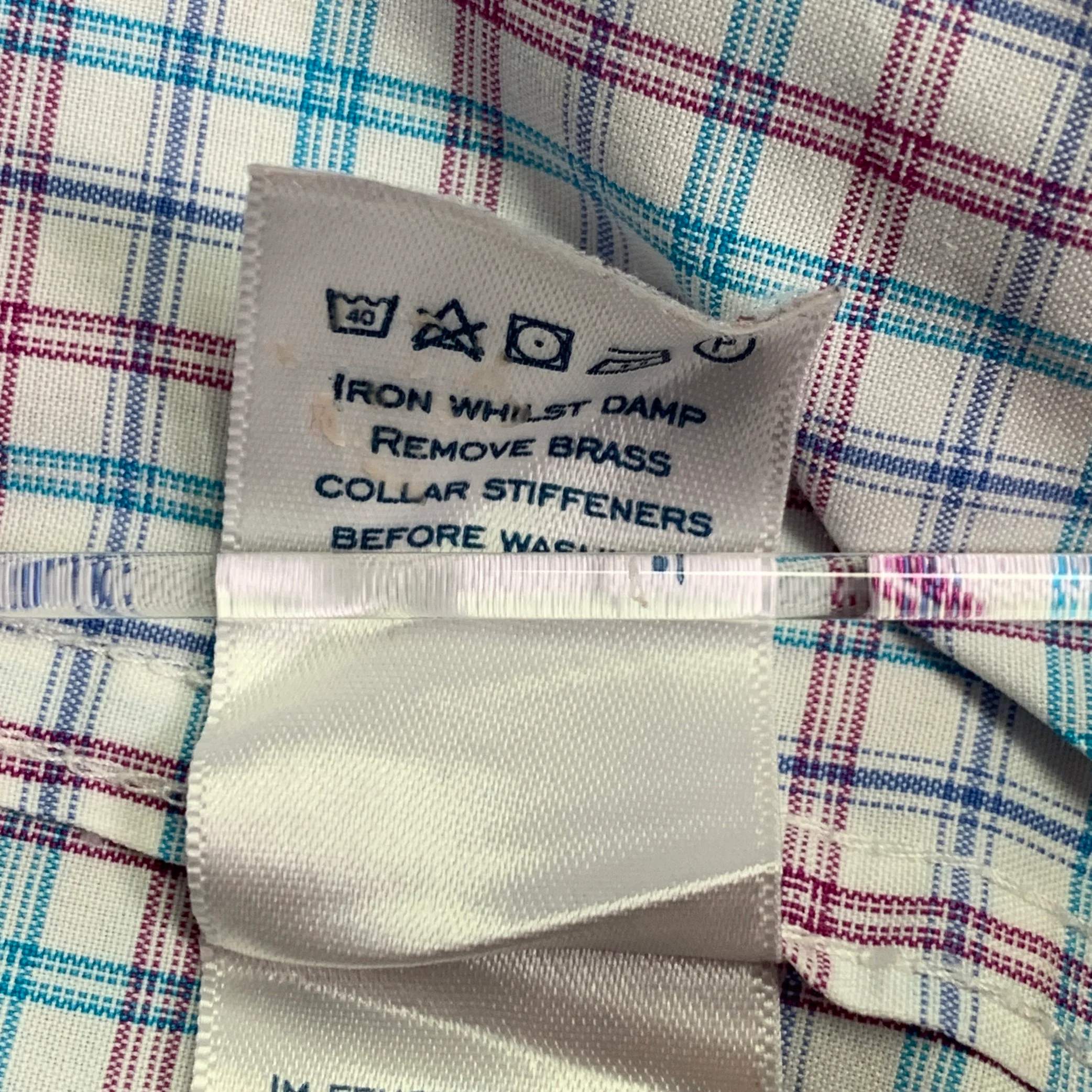 CHARLES TYRWHITT Size XL White Red Blue Checkered Cotton Long Sleeve Shirt - Image 7