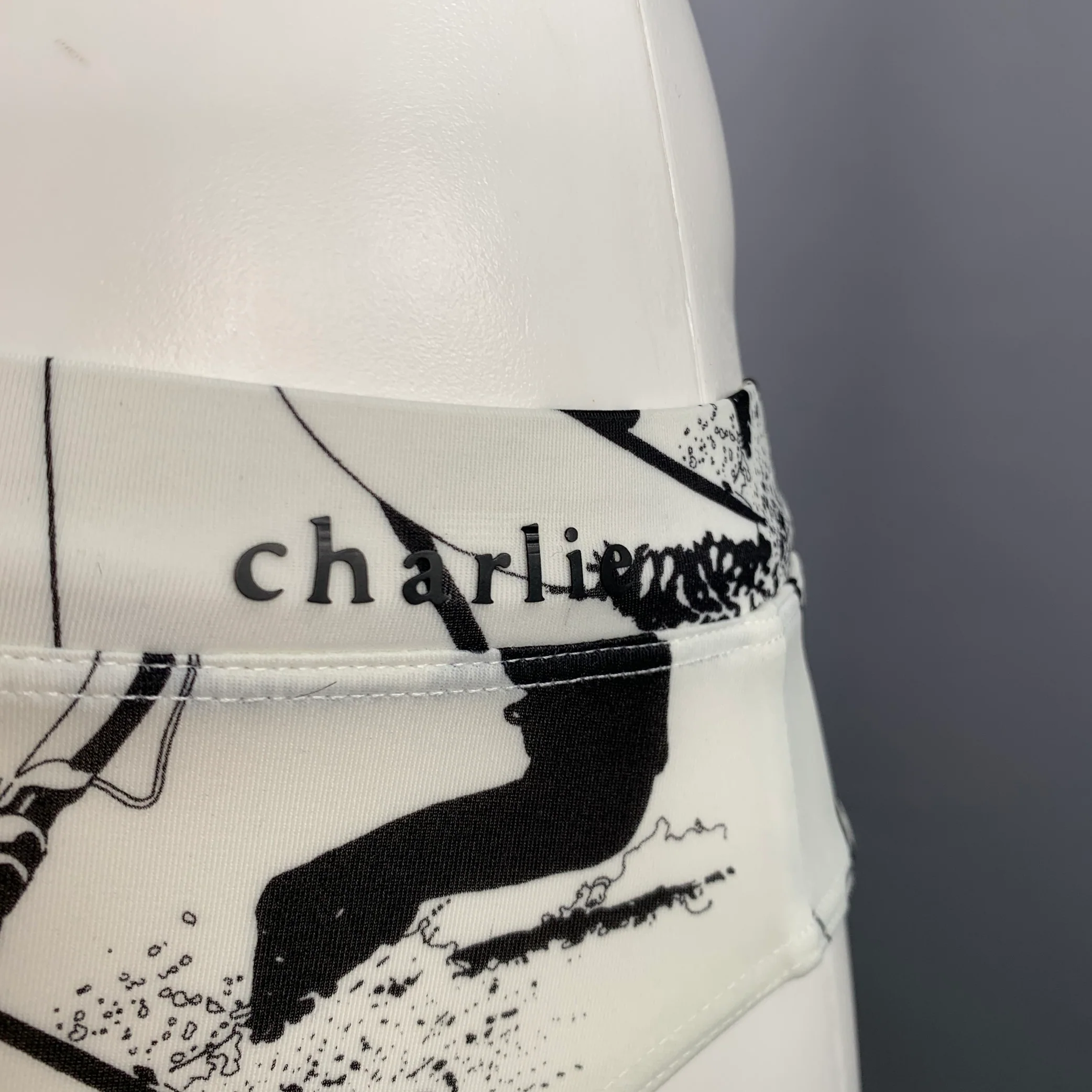 CHARLIE Size S White Black Abstract Nylon Blend Speedo - Image 3