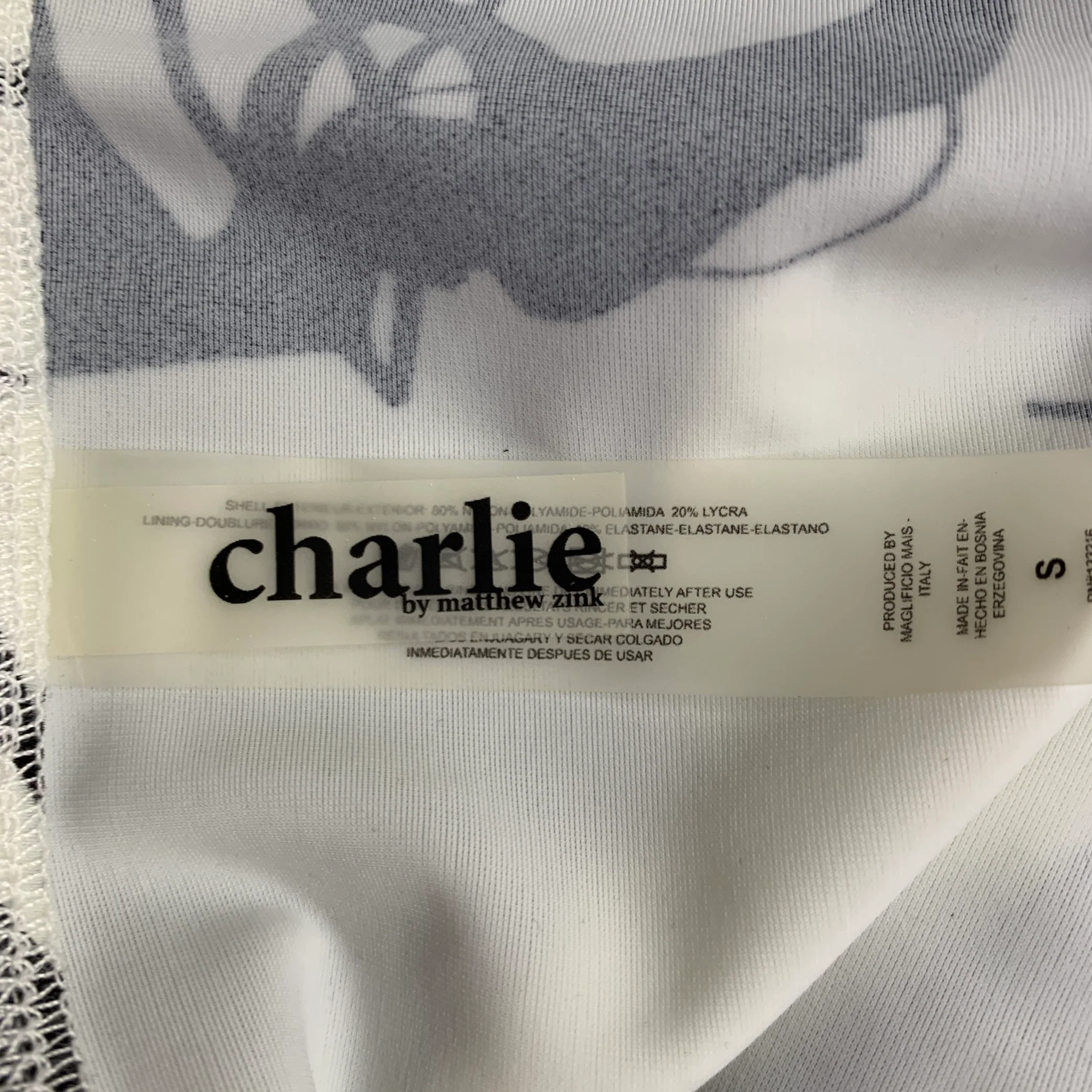 CHARLIE Size S White Black Abstract Nylon Blend Speedo - Image 4