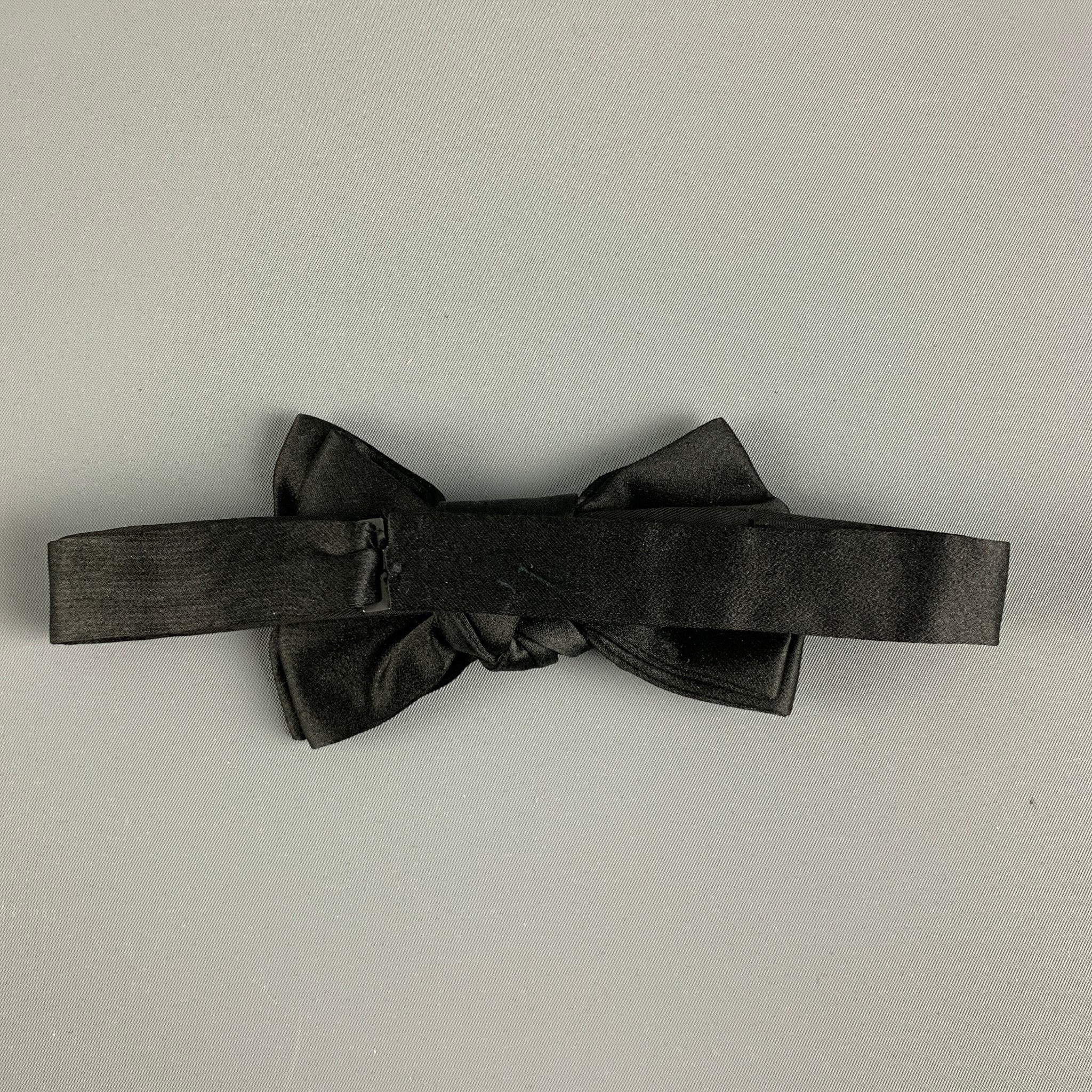 CHARVET Black Silk Satin Bow Tie - Image 2