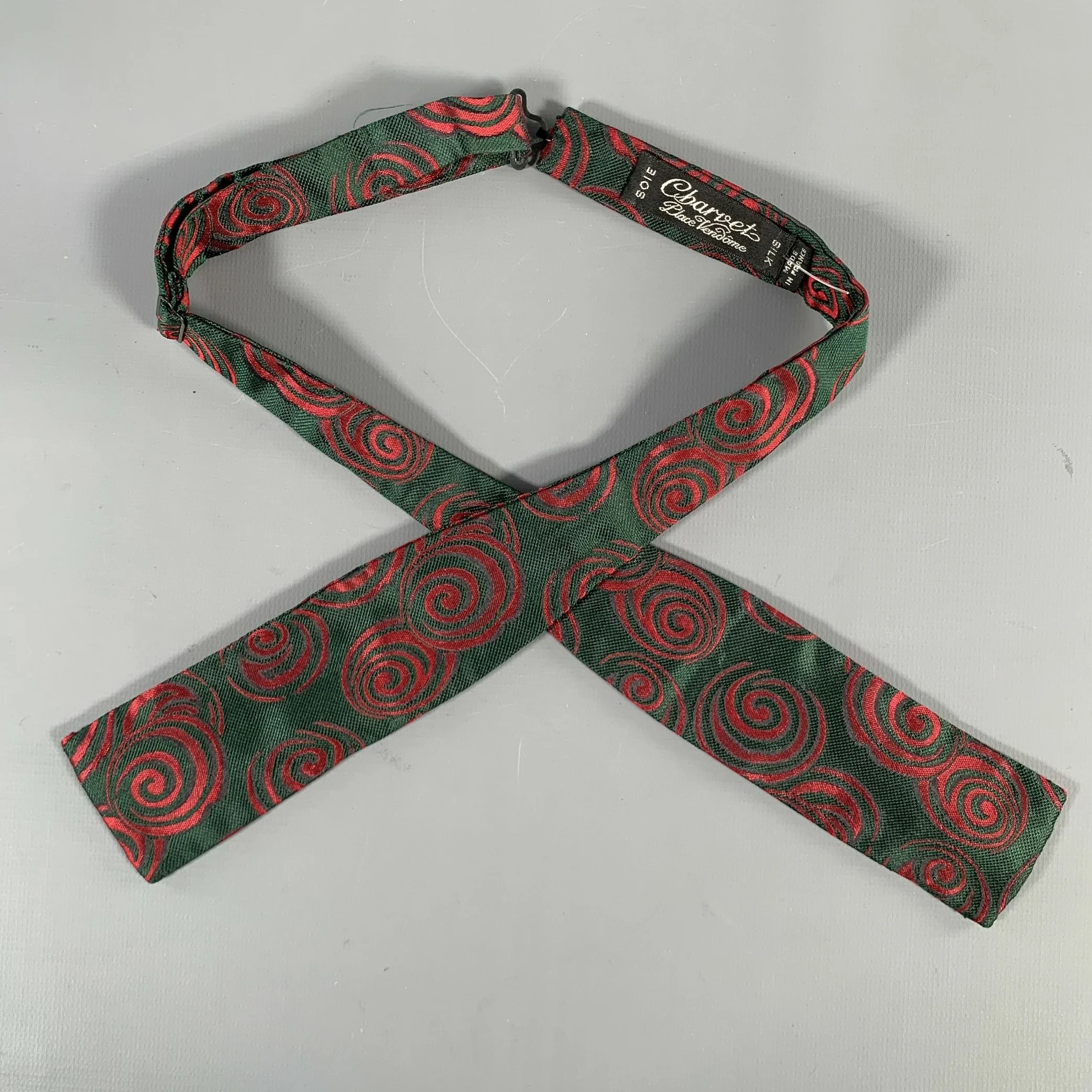 CHARVET Green Red Circles Silk Bow Tie