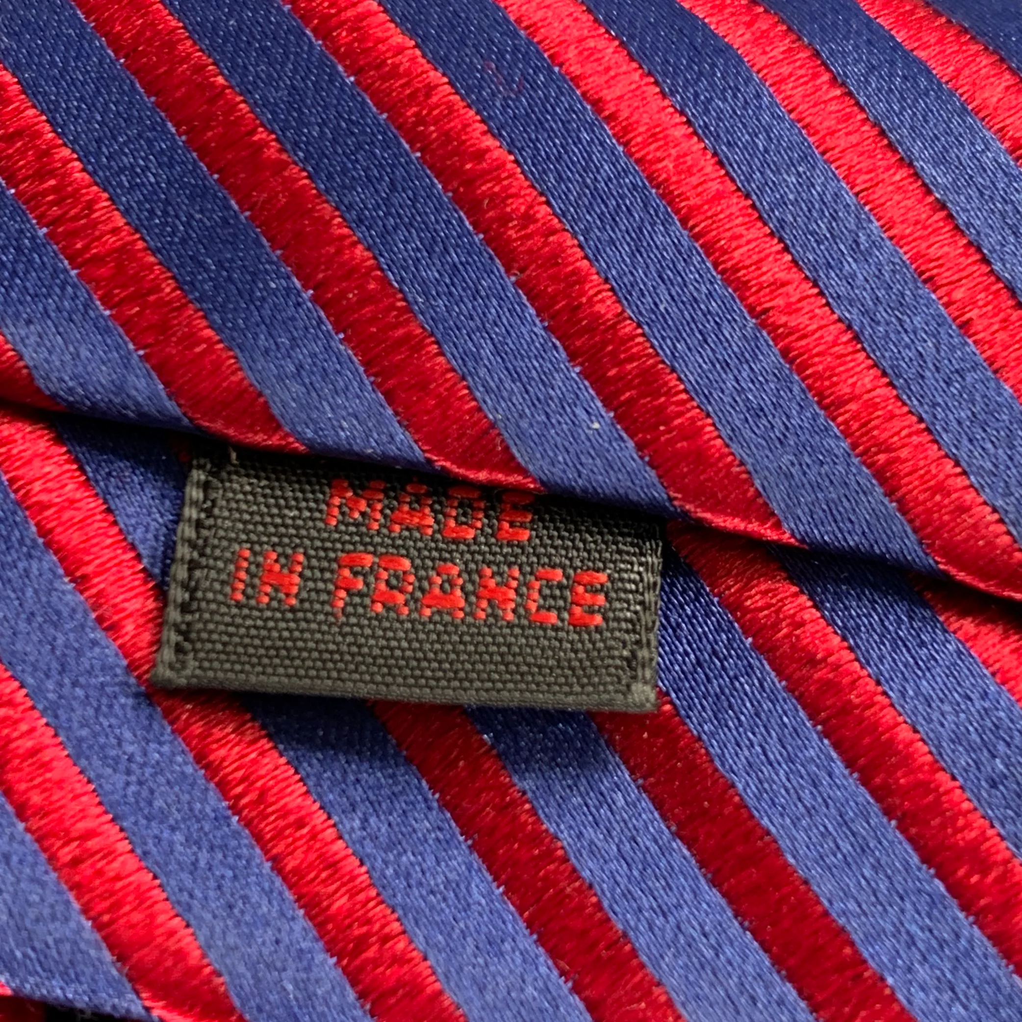 CHARVET Red Blue Diagonal Stripe Silk Tie - Image 4