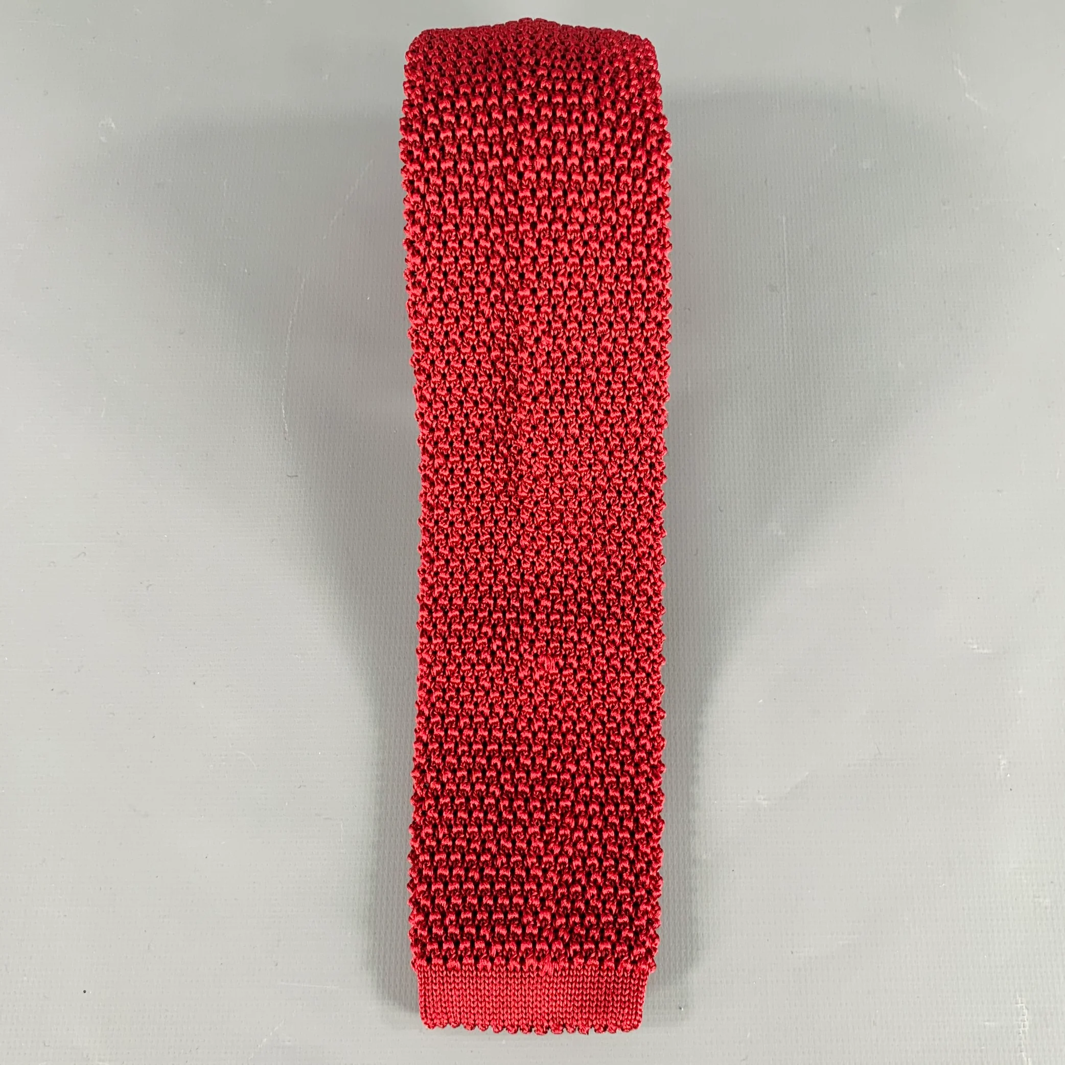 CHARVET Red Silk Knit Tie - Image 2