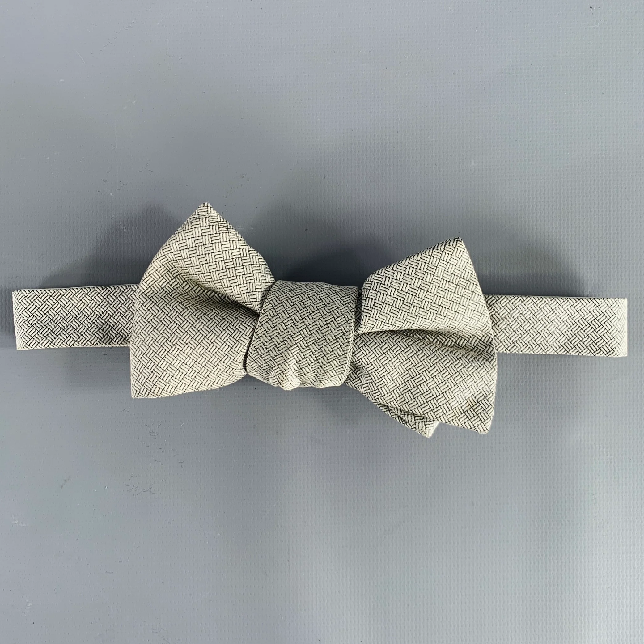 CHARVET Silver Squares Silk Bow Tie