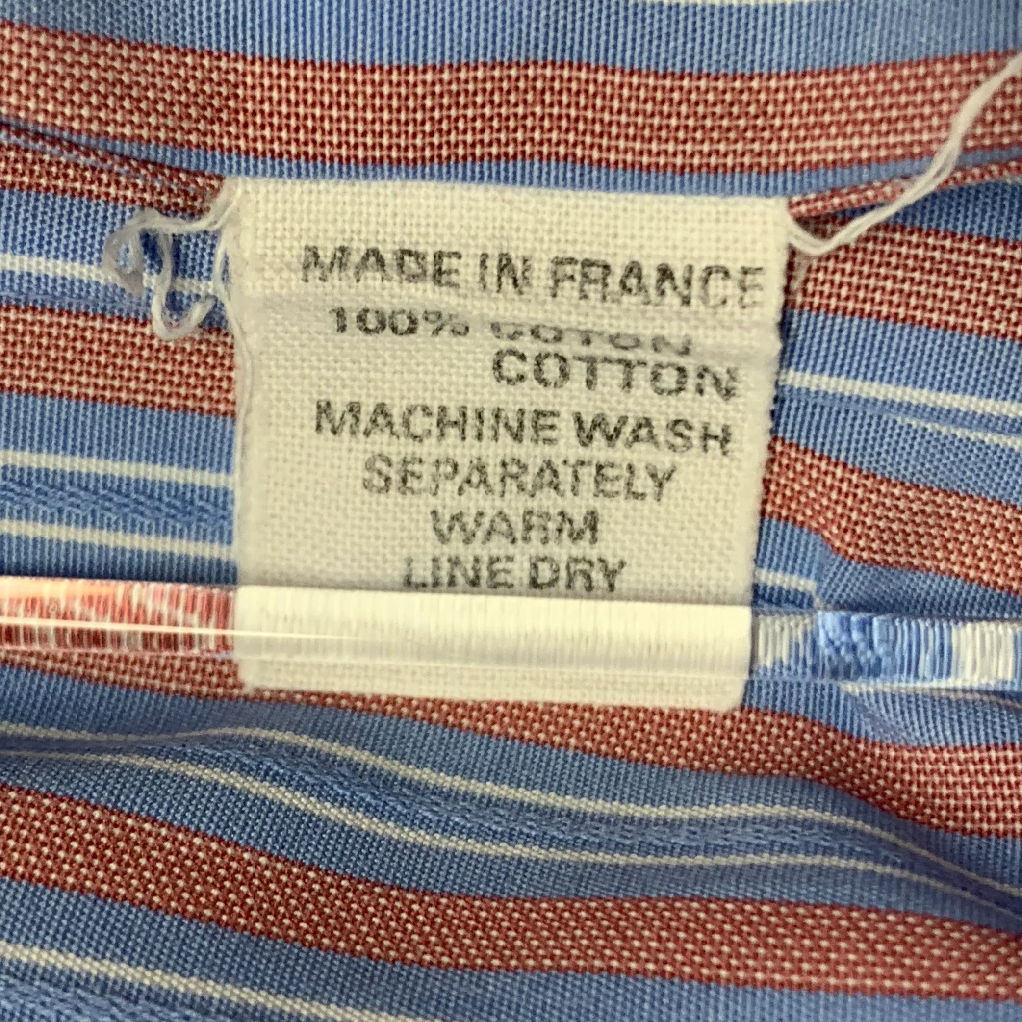 CHARVET Size L Blue Pink Stripe Cotton Curved Cutaway Long Sleeve Shirt - Image 7
