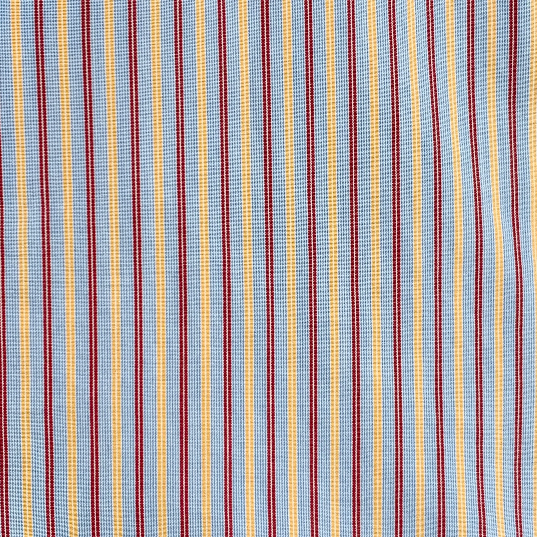 CHARVET Size L Blue Red Yellow Stripe Cotton Curved Cutaway Long Sleeve Shirt - Image 2