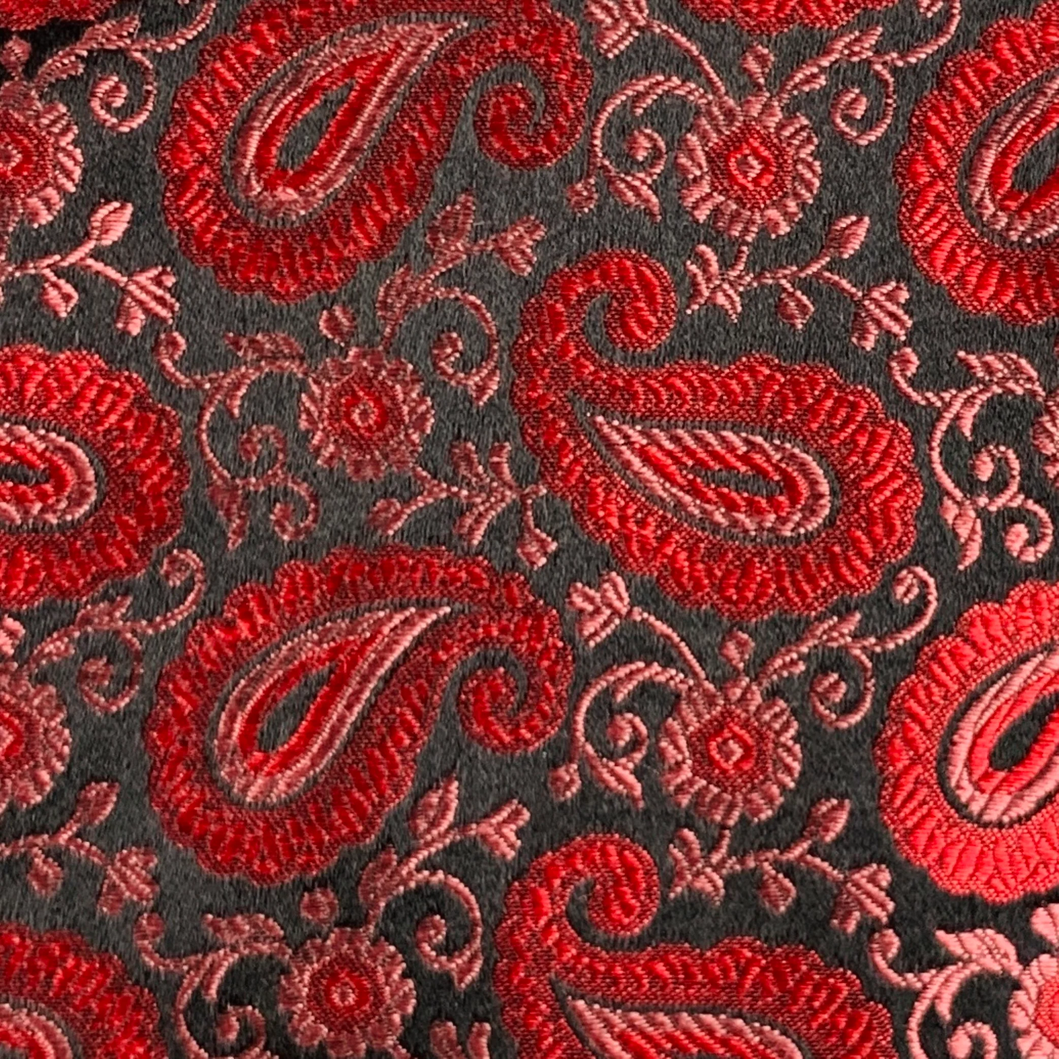 CHARVET Size L Burgundy Black Jacquard Silk Buttoned Vest - Image 2