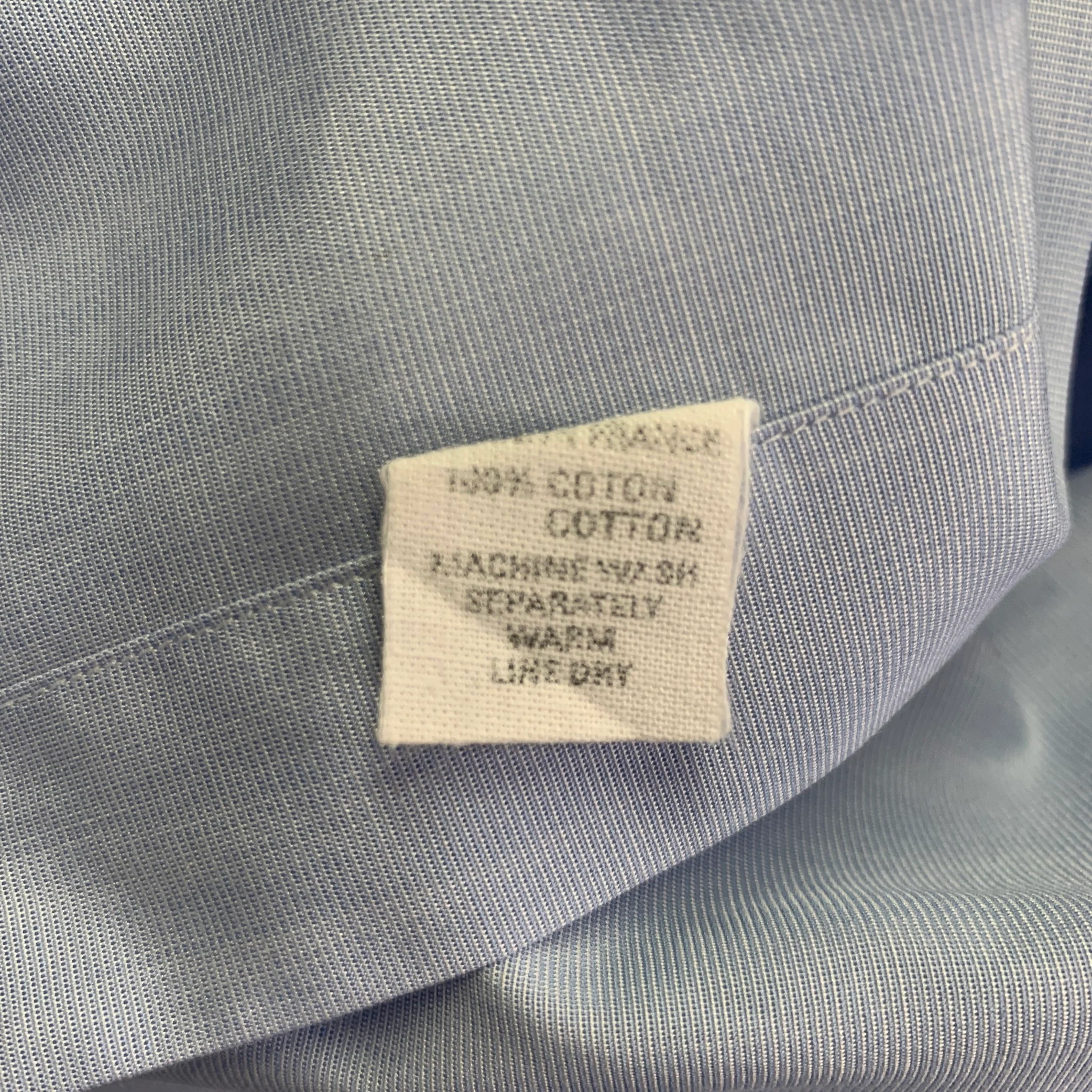 CHARVET Size L Light Blue Cotton Spread Collar Long Sleeve Shirt - Image 5