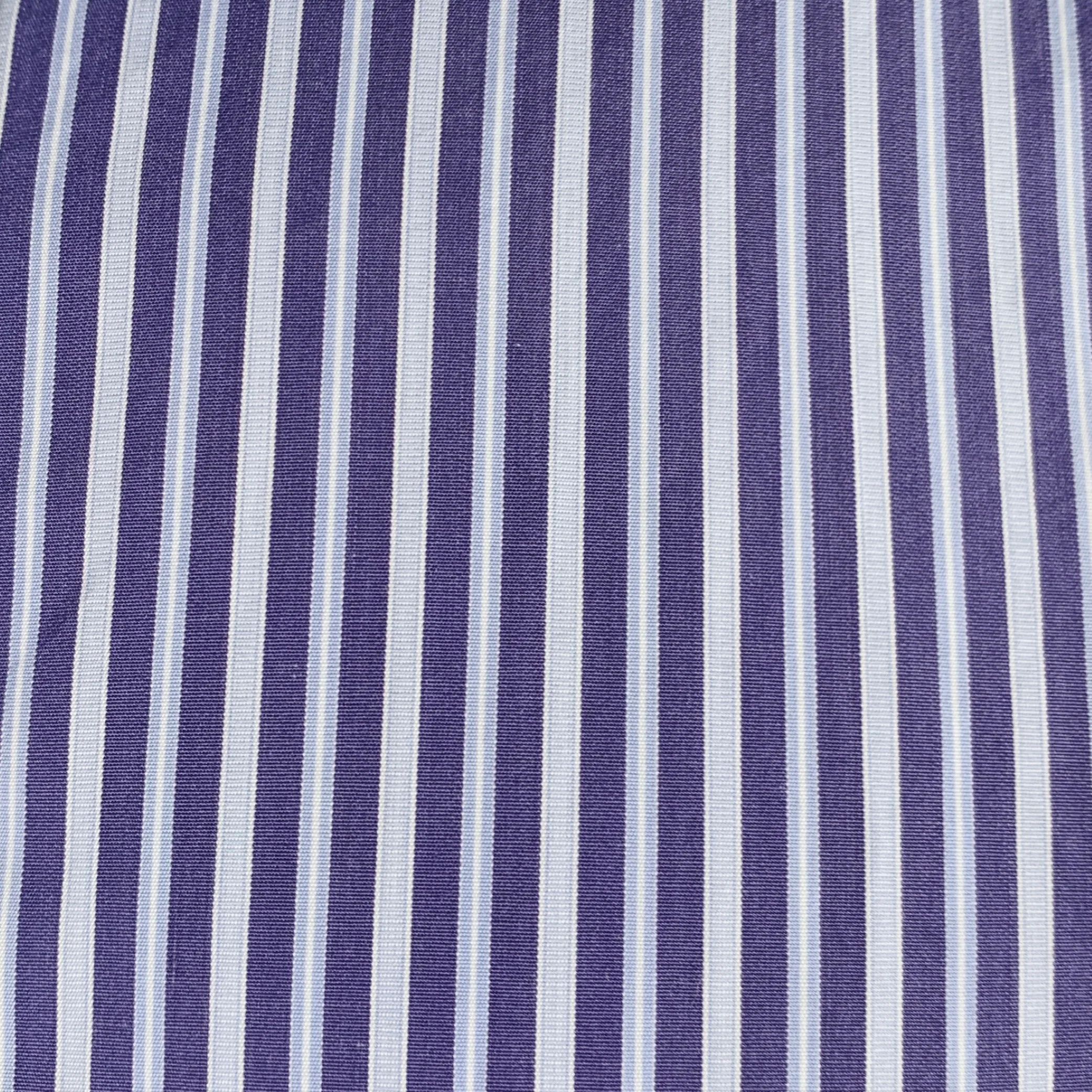 CHARVET Size M Blue Light Blue Stripe Cotton Spread Collar Long Sleeve Shirt - Image 2
