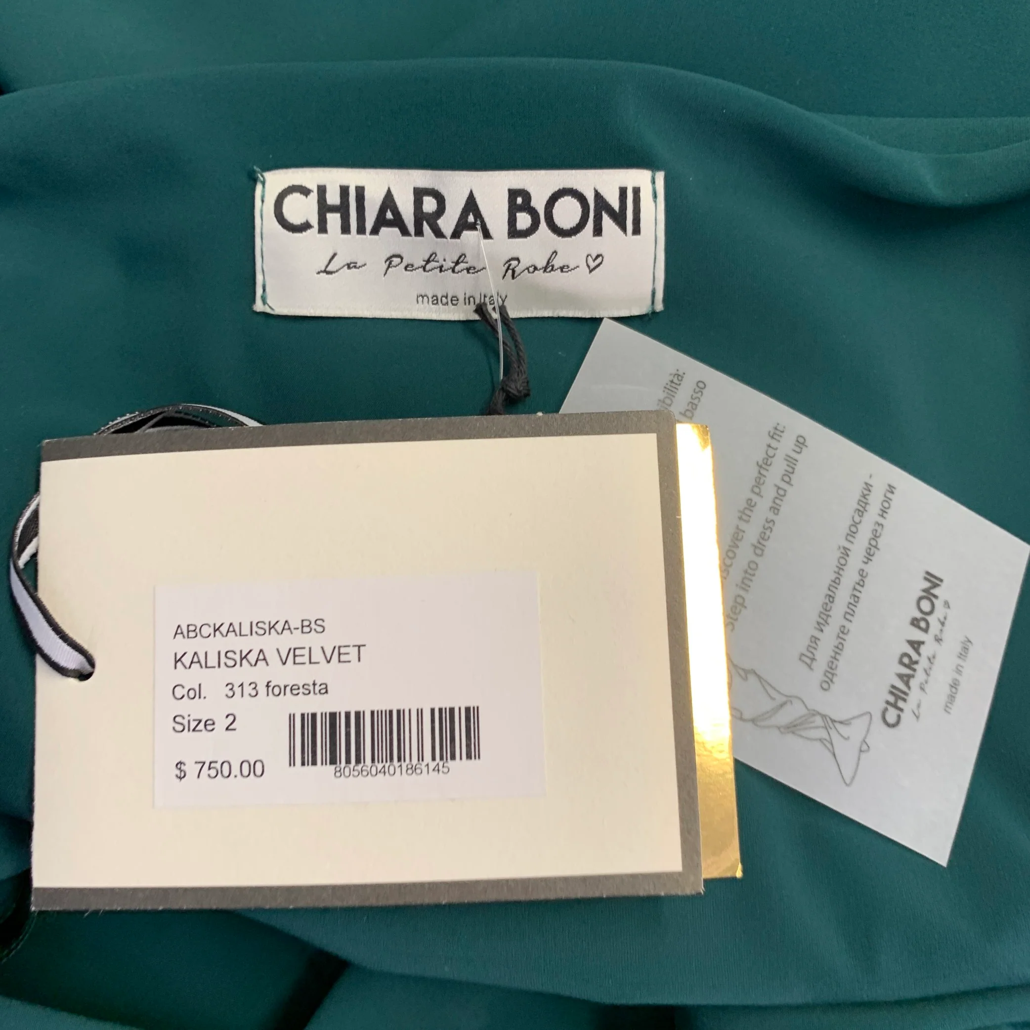 CHIARA BONI Size 2 Kaliska Green Velvet Polyamide Blend Off Shoulder Fitted Midi Dress - Image 10