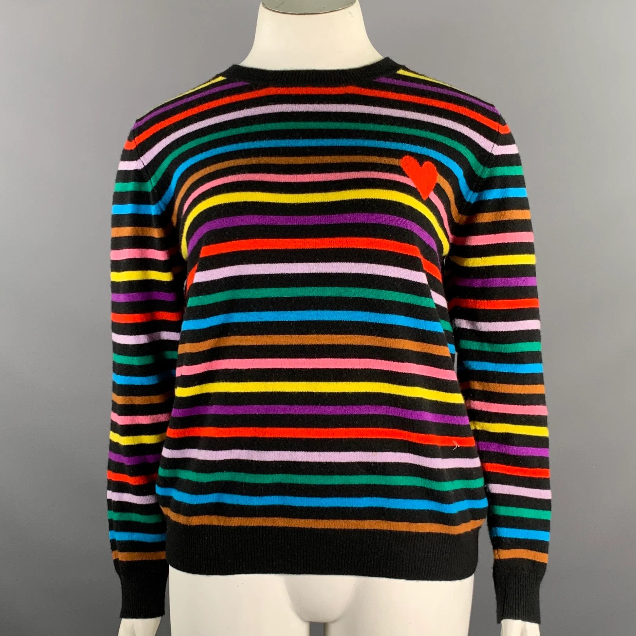 CHINTI AND PARKER Size L Black Multi Color Cashmere Stripe Pullover  Womens