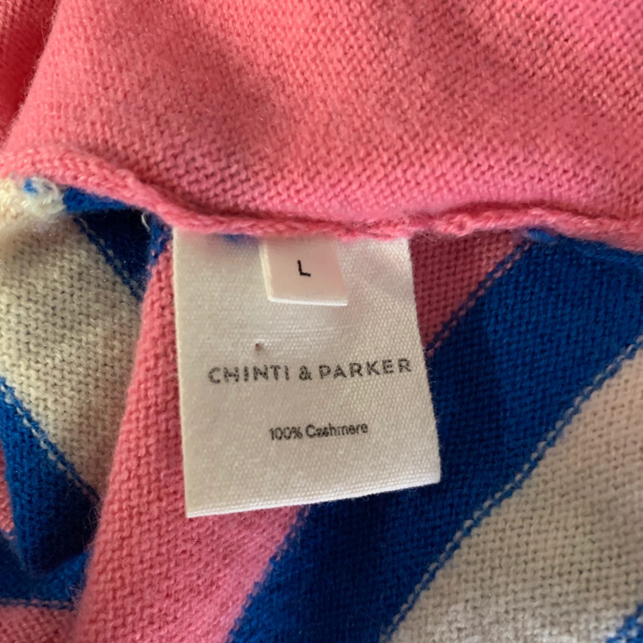 CHINTI AND PARKER Size L Pink Multi Color Cashmere Striped Pullover Womens - Image 6
