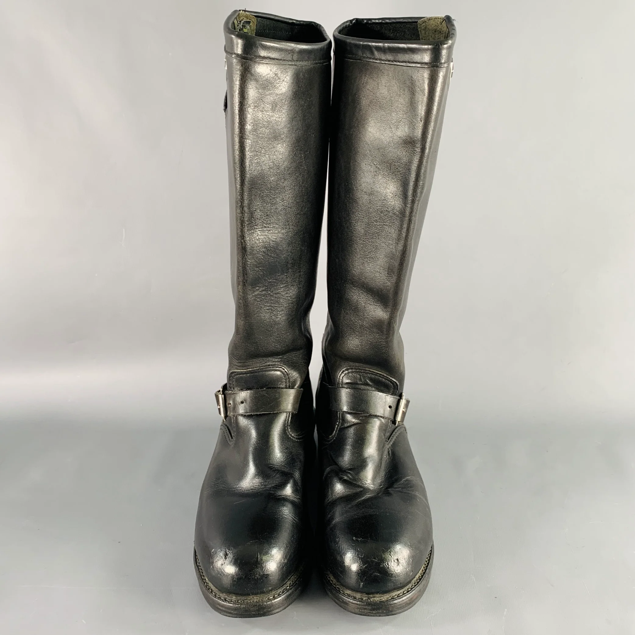 CHIPPEWA Size 9.5 Black Leather Knee High Motorcycle Boots - Image 4
