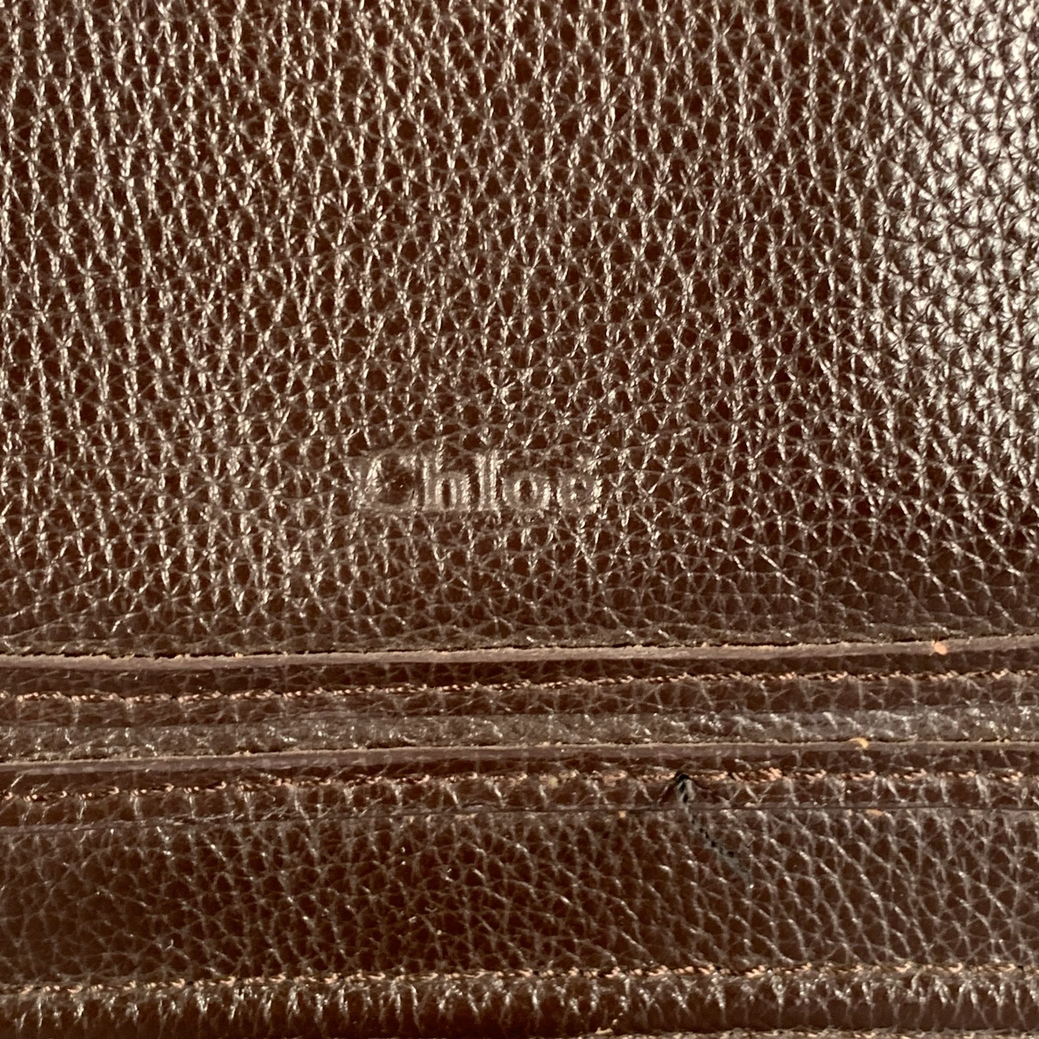 CHLOE Marcie Brown Gold Pebble Grain Leather Handbag - Image 2