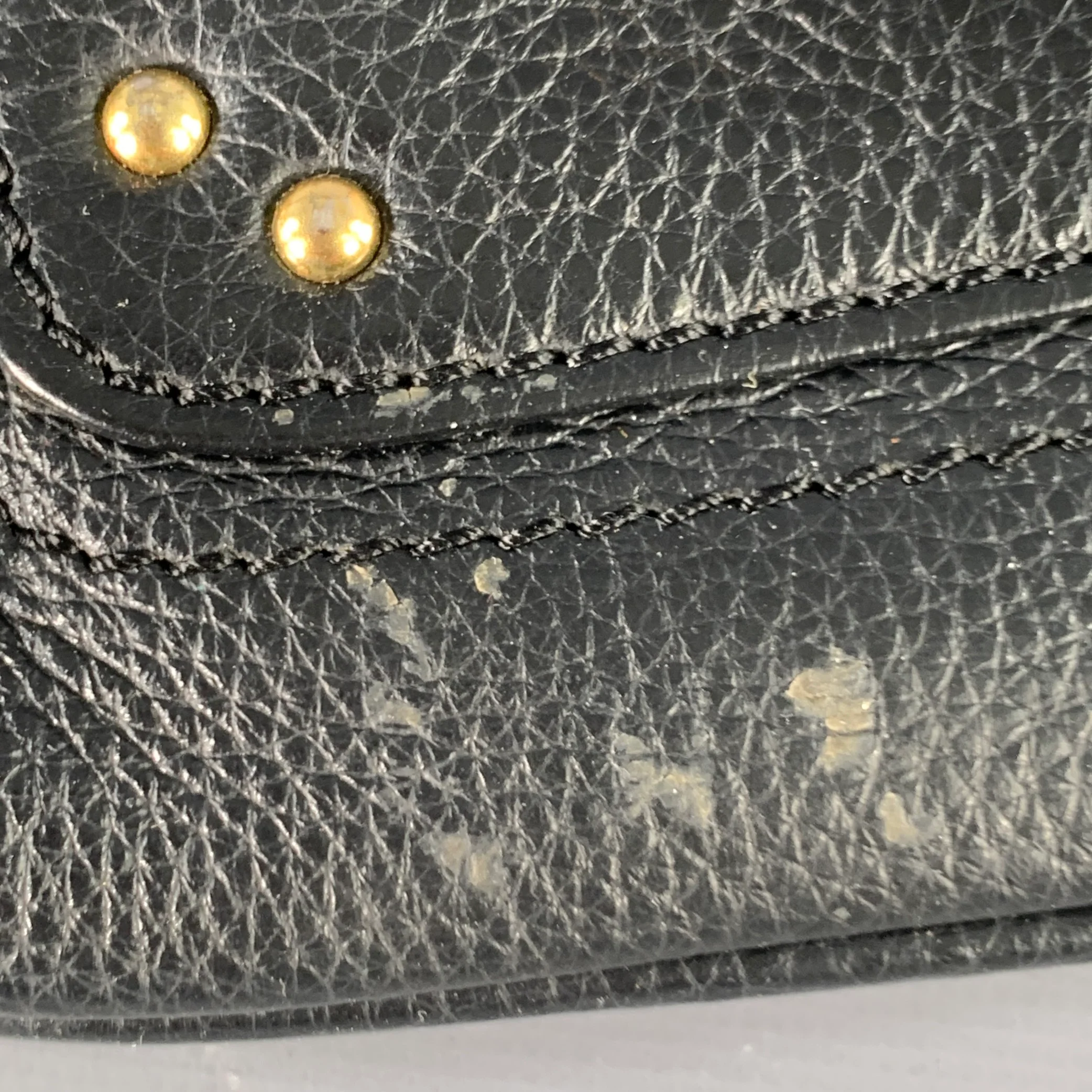 CHLOE Paddington Clutch Black Gold Pebble Grain Leather Handbag - Image 7