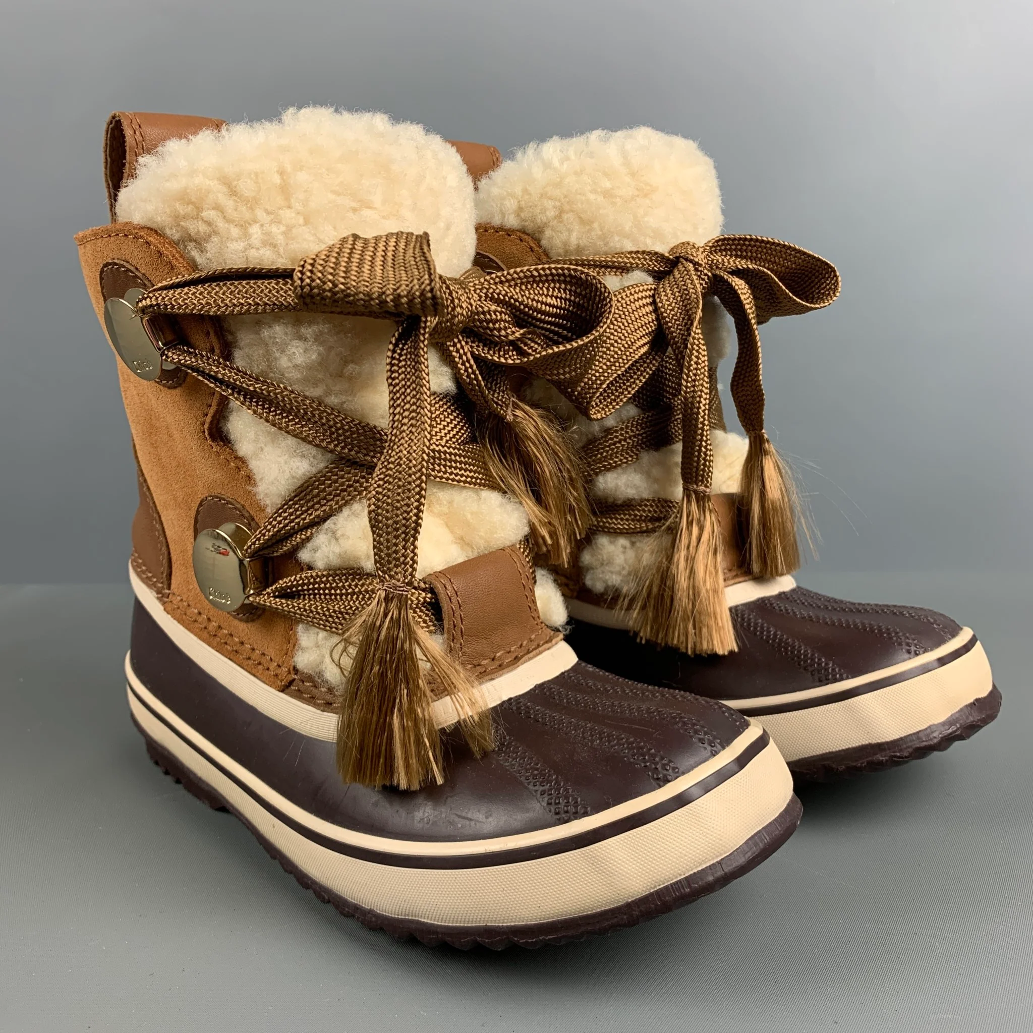 CHLOE Size 6.5 Beige Brown Suede Mixed Materials Boots