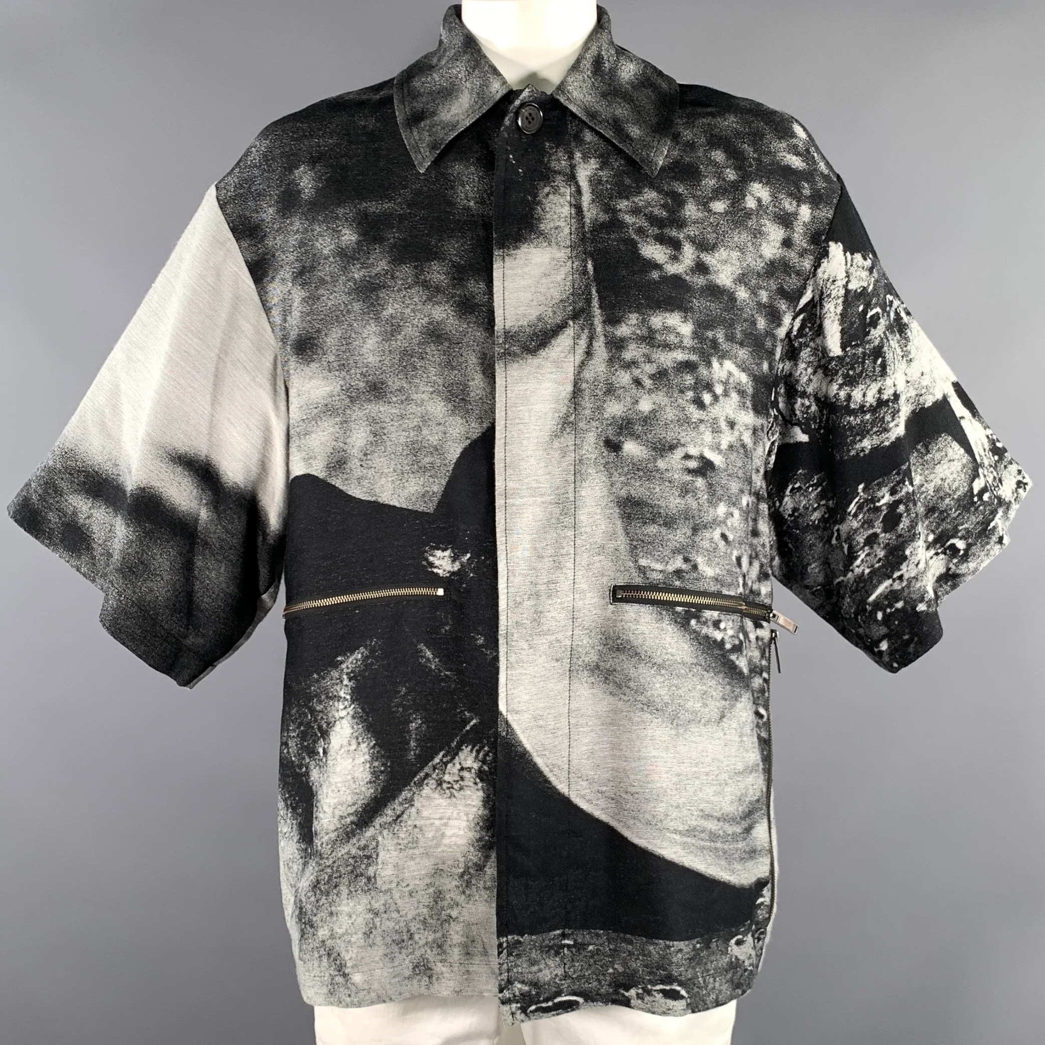 CHRISTIAN DADA Black White Graphic Dagger Coat