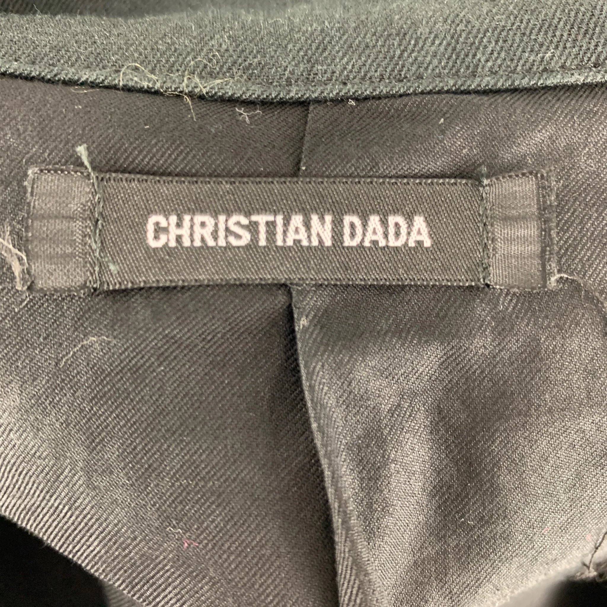 CHRISTIAN DADA Chest Size 38 Size 38 Black Solid Cotton / Linen Military Jacket - Image 6