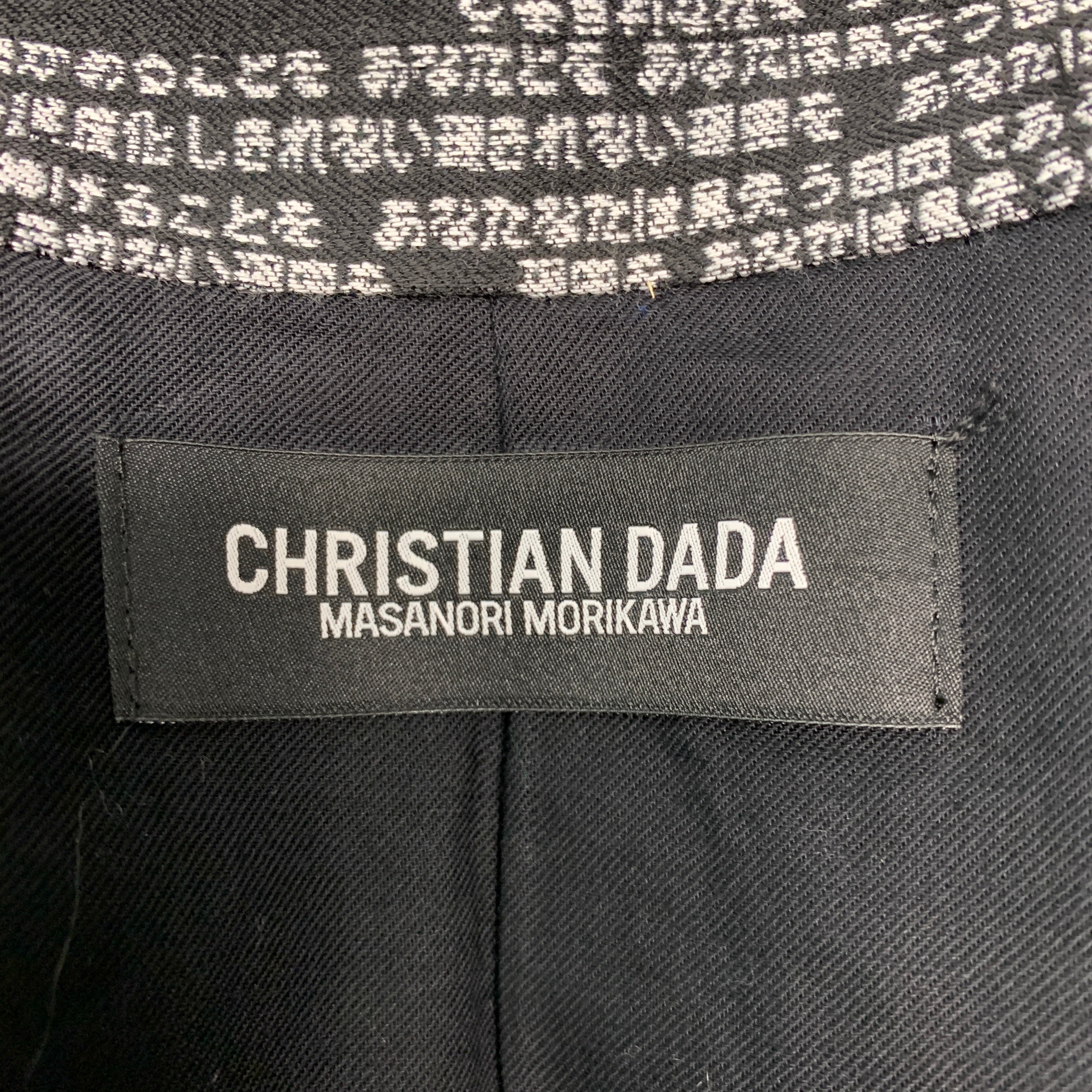 CHRISTIAN DADA Size 36 Black White Jacquard Polyester Wool Coat - Image 5