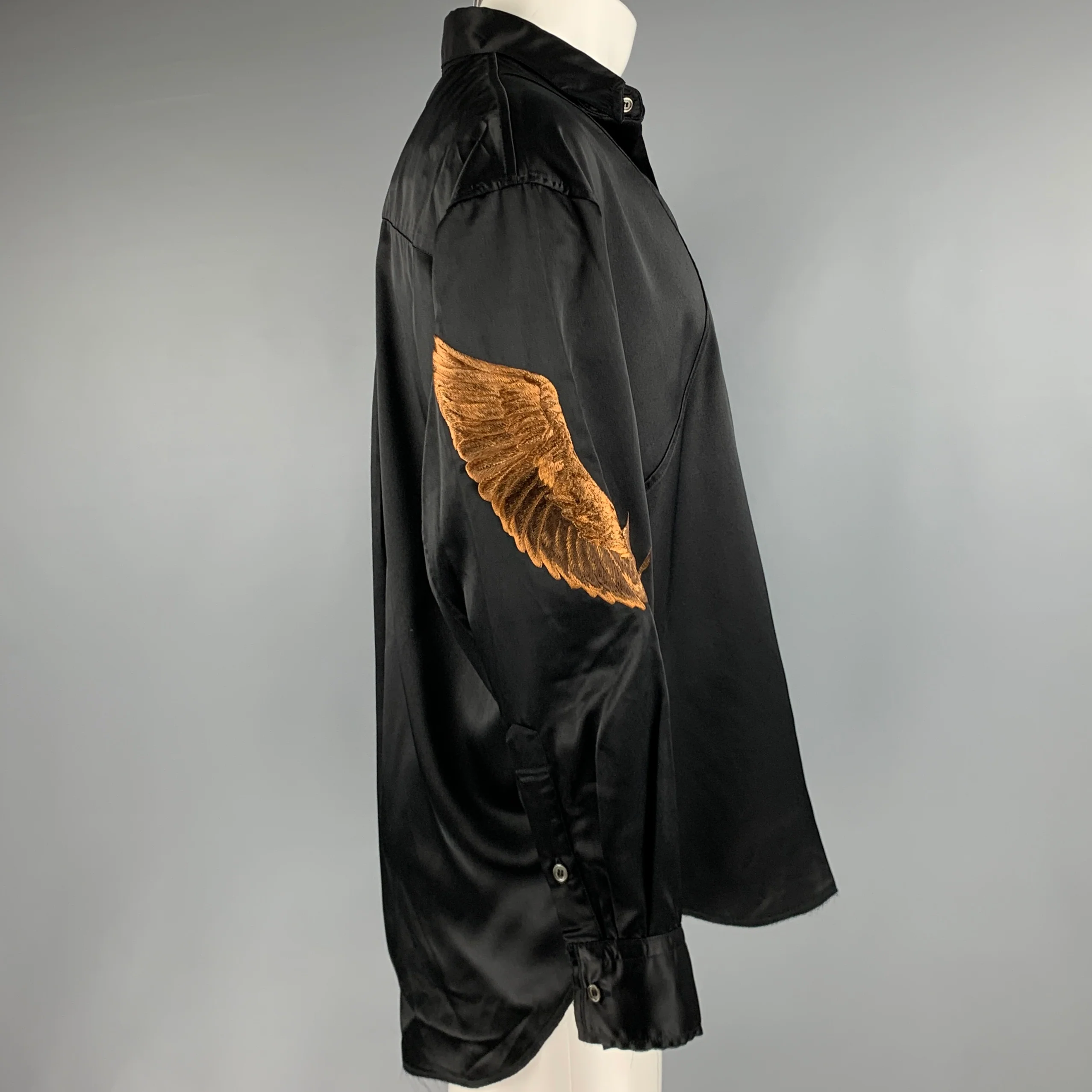 CHRISTIAN DADA Size XS Black Brown Embroidery Polyester Long Sleeve Shirt - Image 2