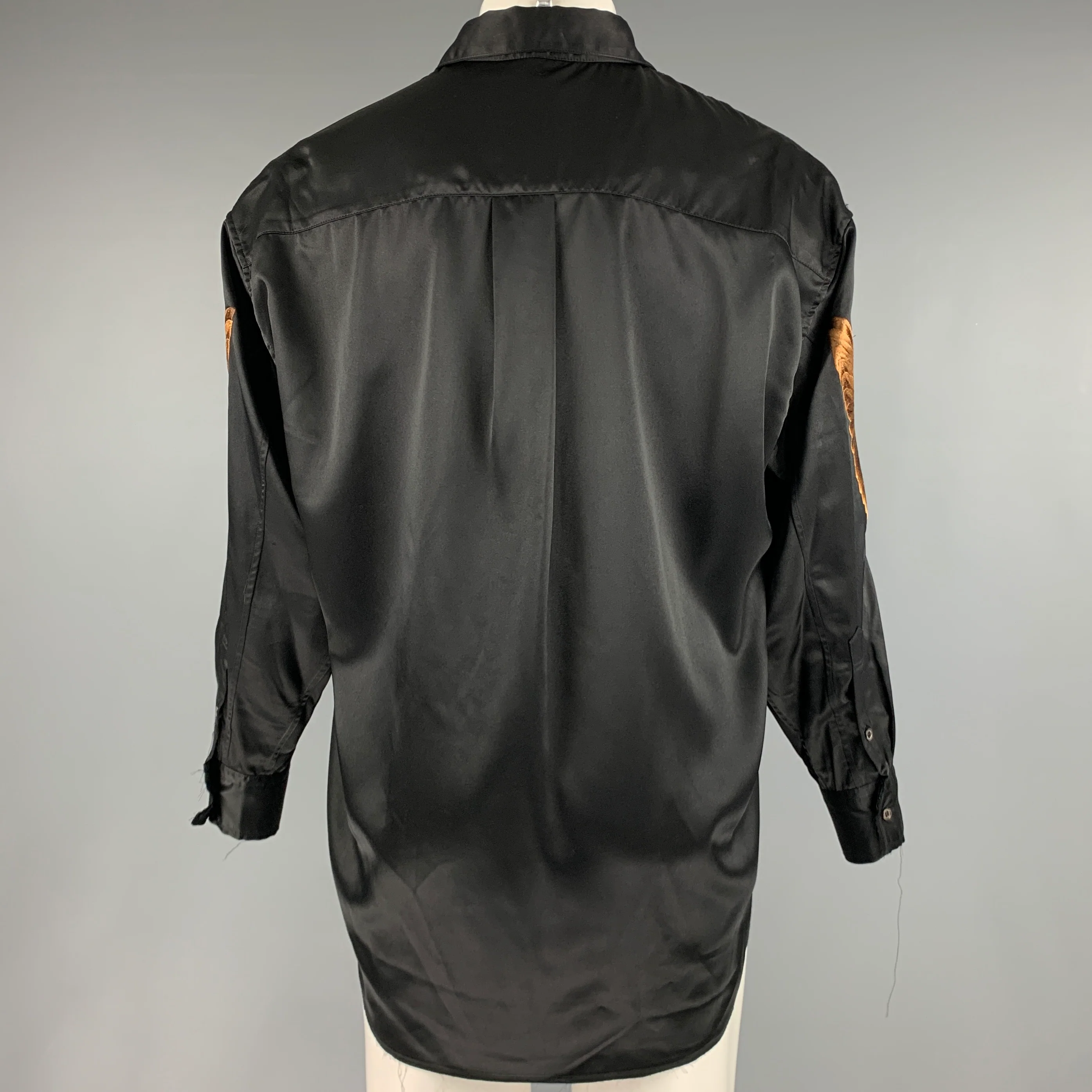 CHRISTIAN DADA Size XS Black Brown Embroidery Polyester Long Sleeve Shirt - Image 4