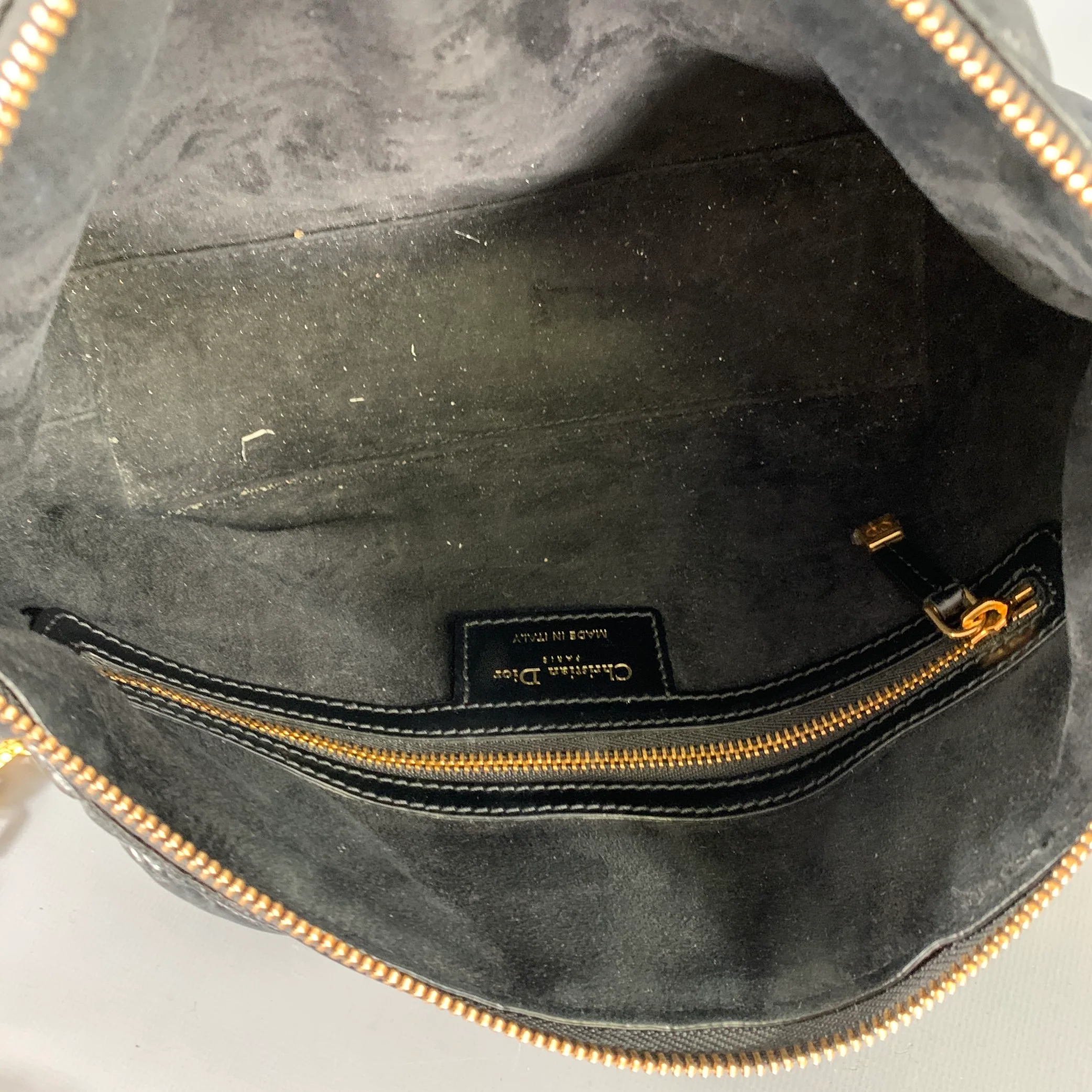 CHRISTIAN DIOR Black Gold Cannage Leather Metal Bag - Image 10