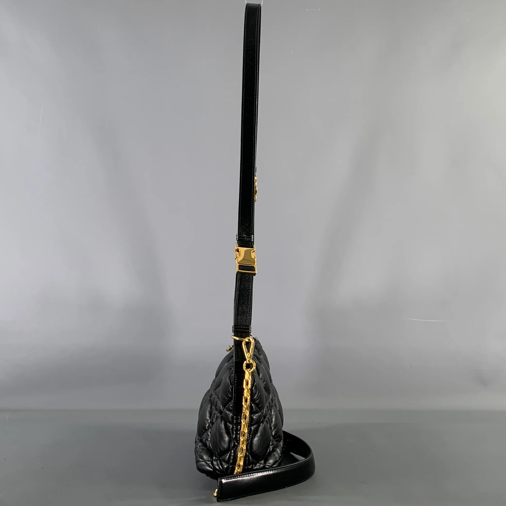 CHRISTIAN DIOR Black Gold Cannage Leather Metal Bag - Image 2