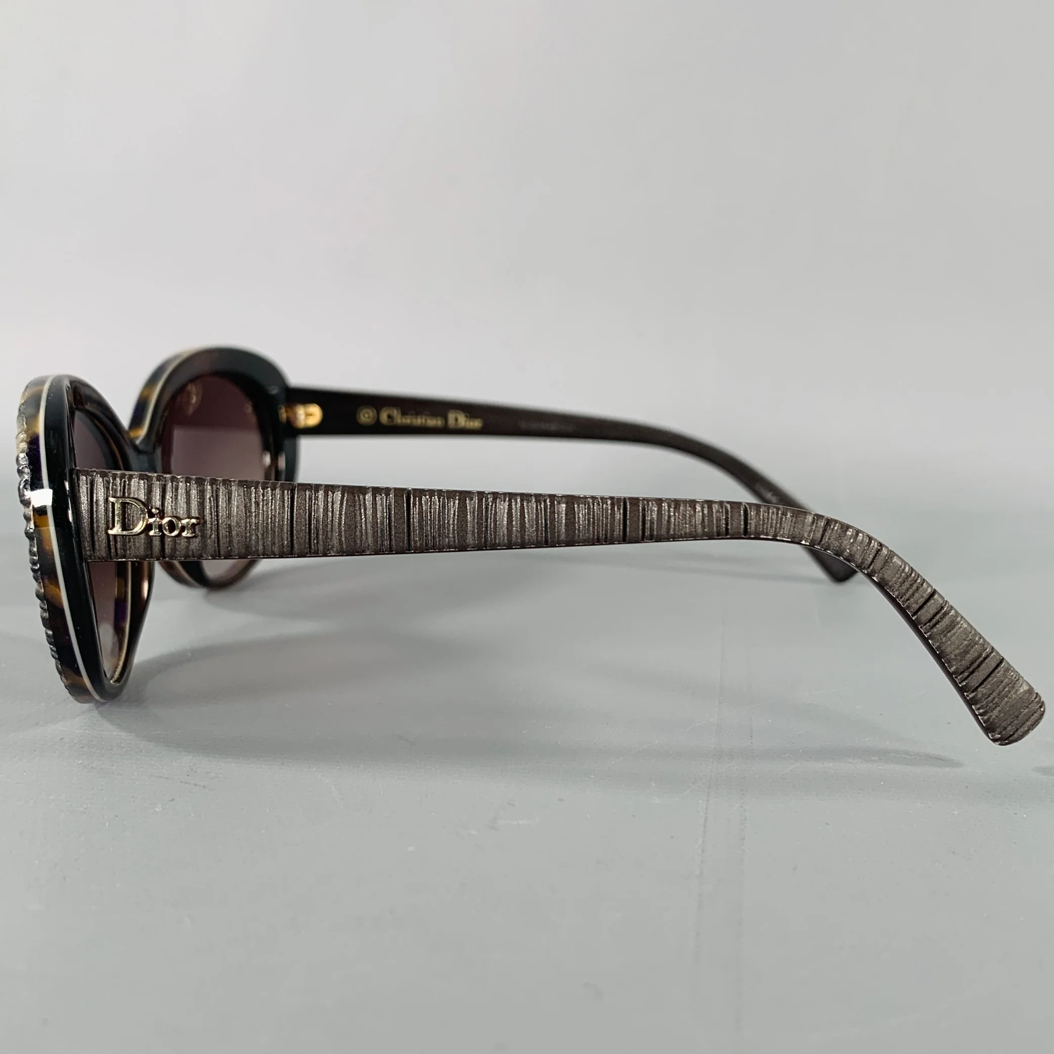 CHRISTIAN DIOR Brown Beige Tortoiseshell Acetate Sunglasses - Image 4