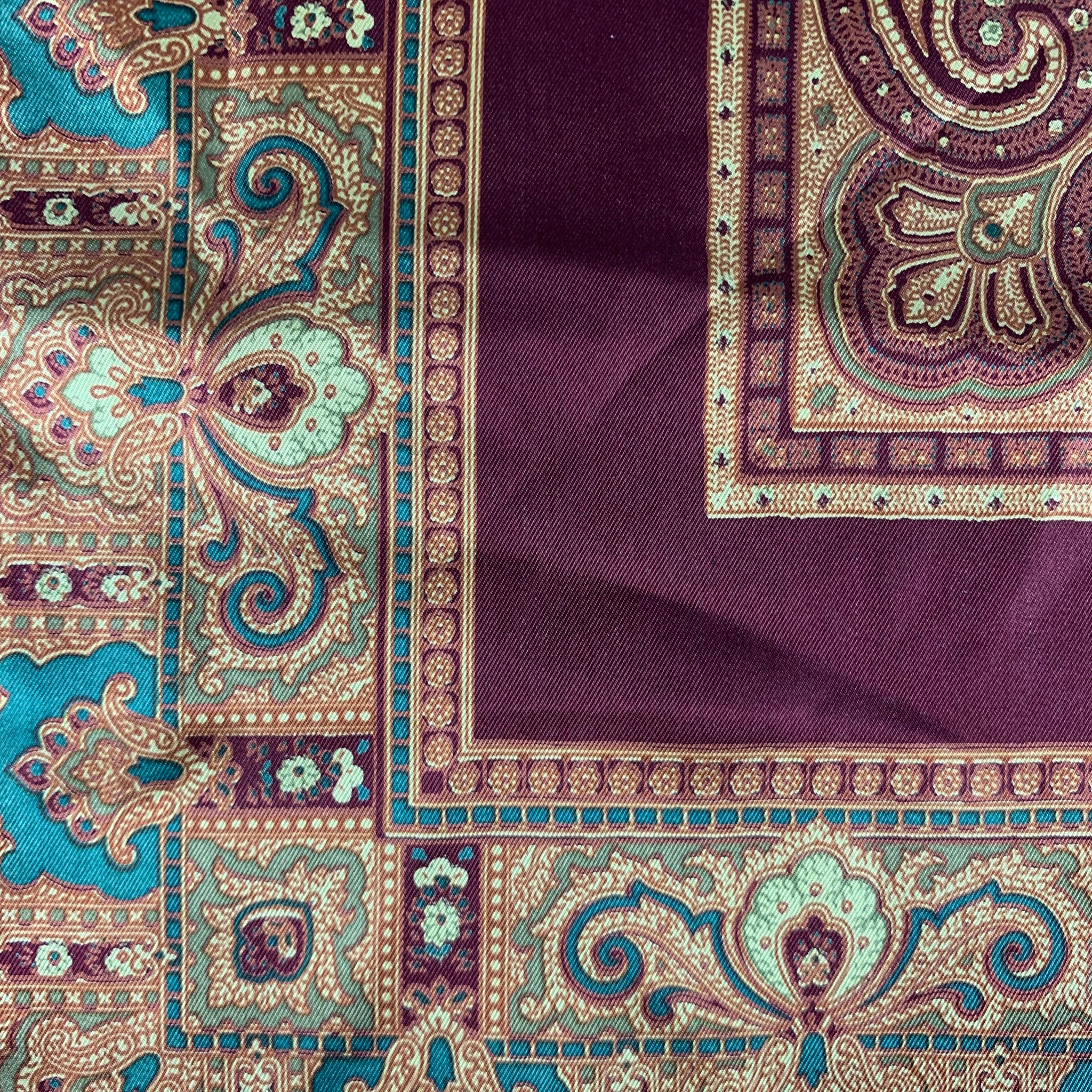CHRISTIAN DIOR Burgundy Gold Paisley Pocket Square - Image 12