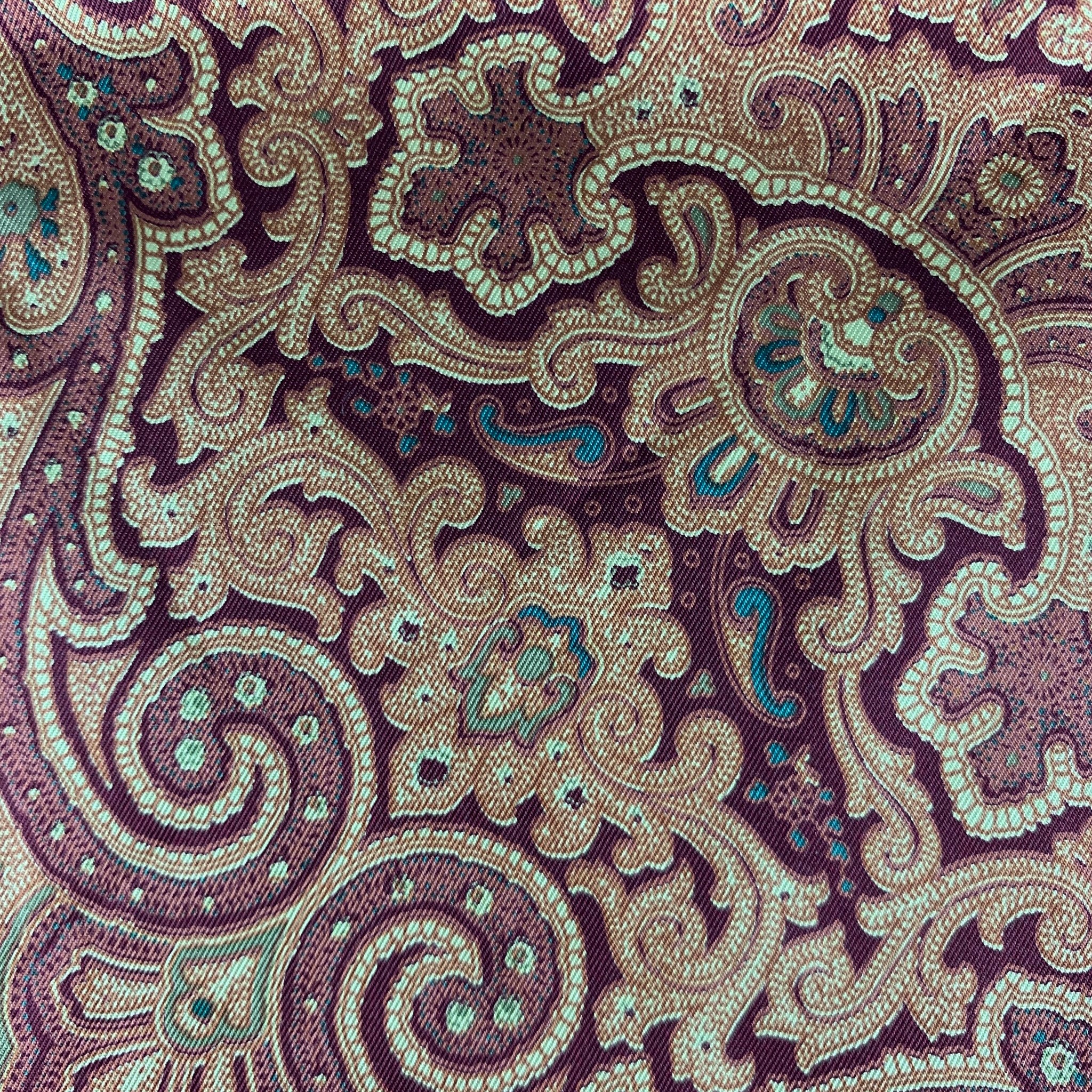 CHRISTIAN DIOR Burgundy Gold Paisley Pocket Square - Image 9