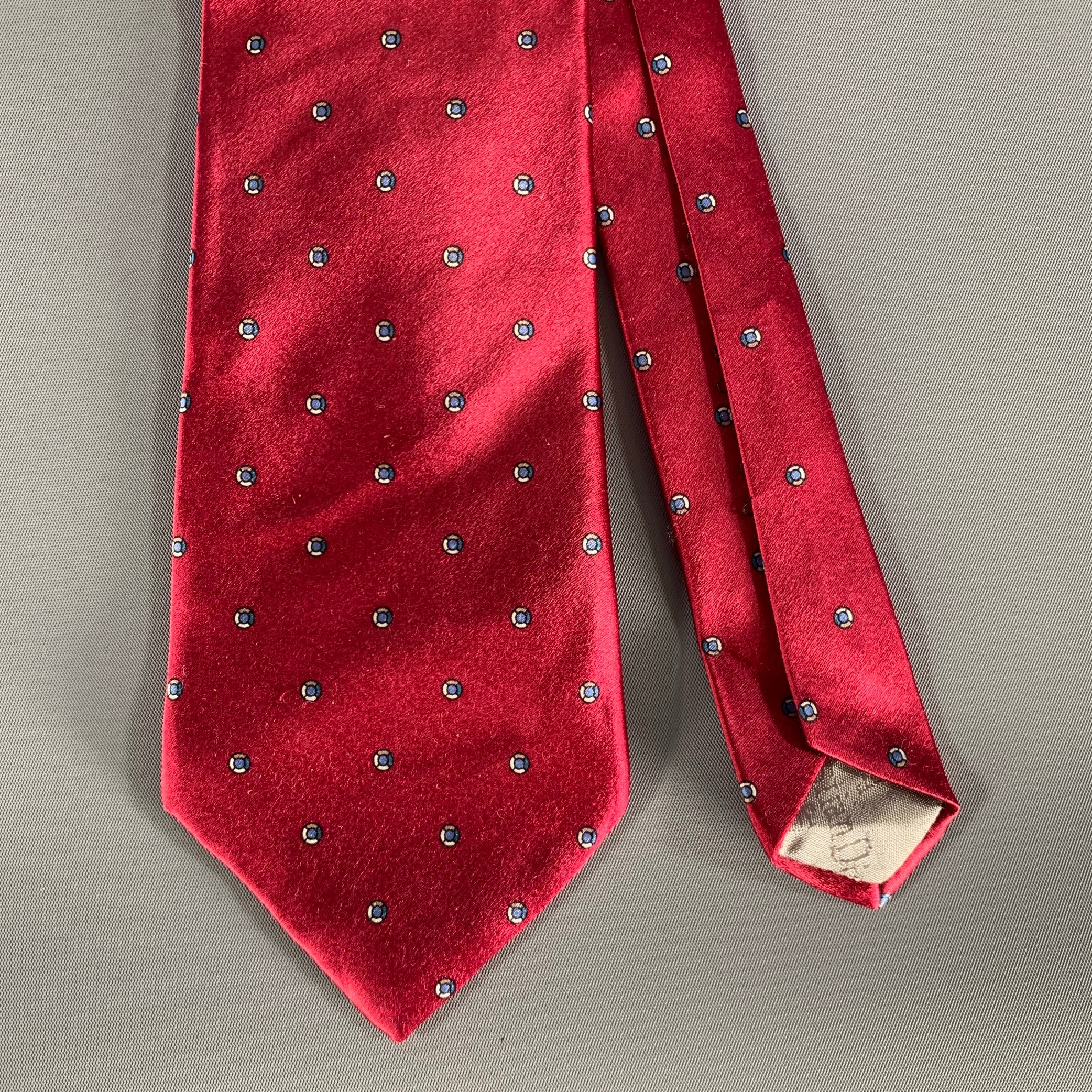 CHRISTIAN DIOR Burgundy Navy Dots Silk Tie