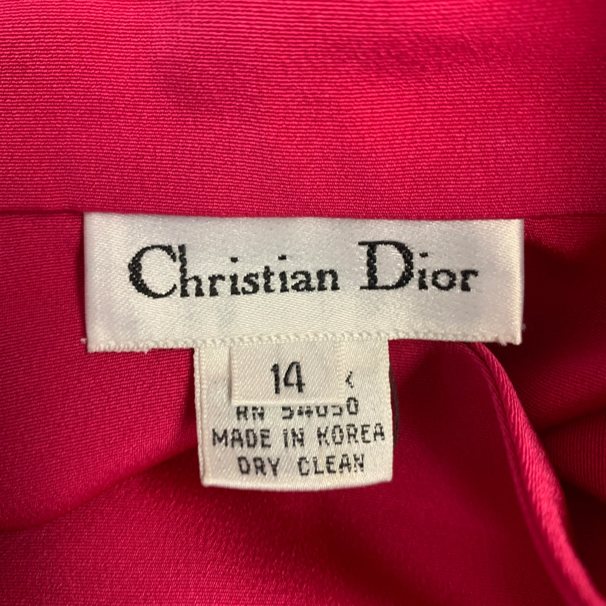 CHRISTIAN DIOR Size 14 Pink Fuchsia Silk Padded Dress Top - Image 4