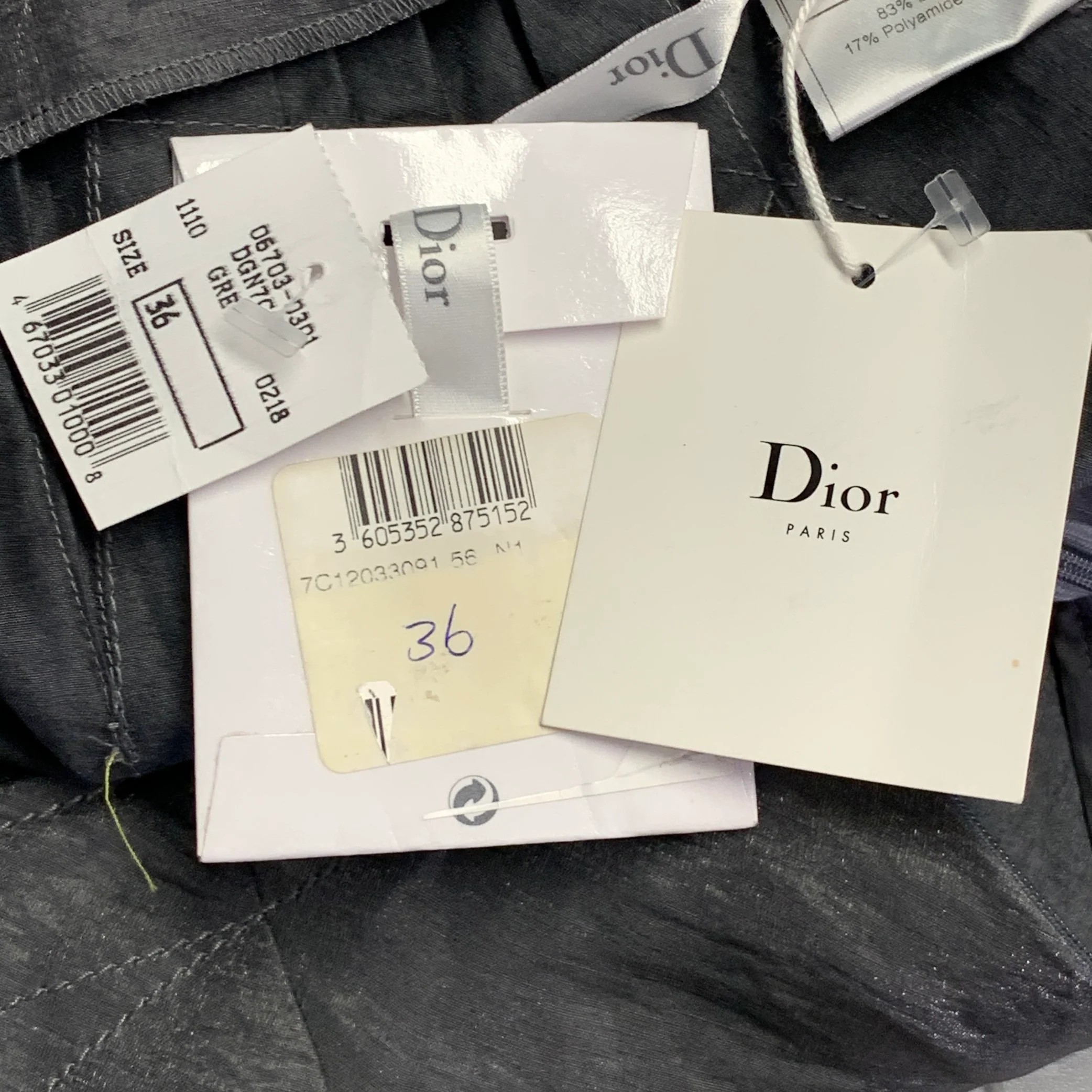 CHRISTIAN DIOR Size 4 Silver Metallic Linen Blend Pleated Skirt - Image 5