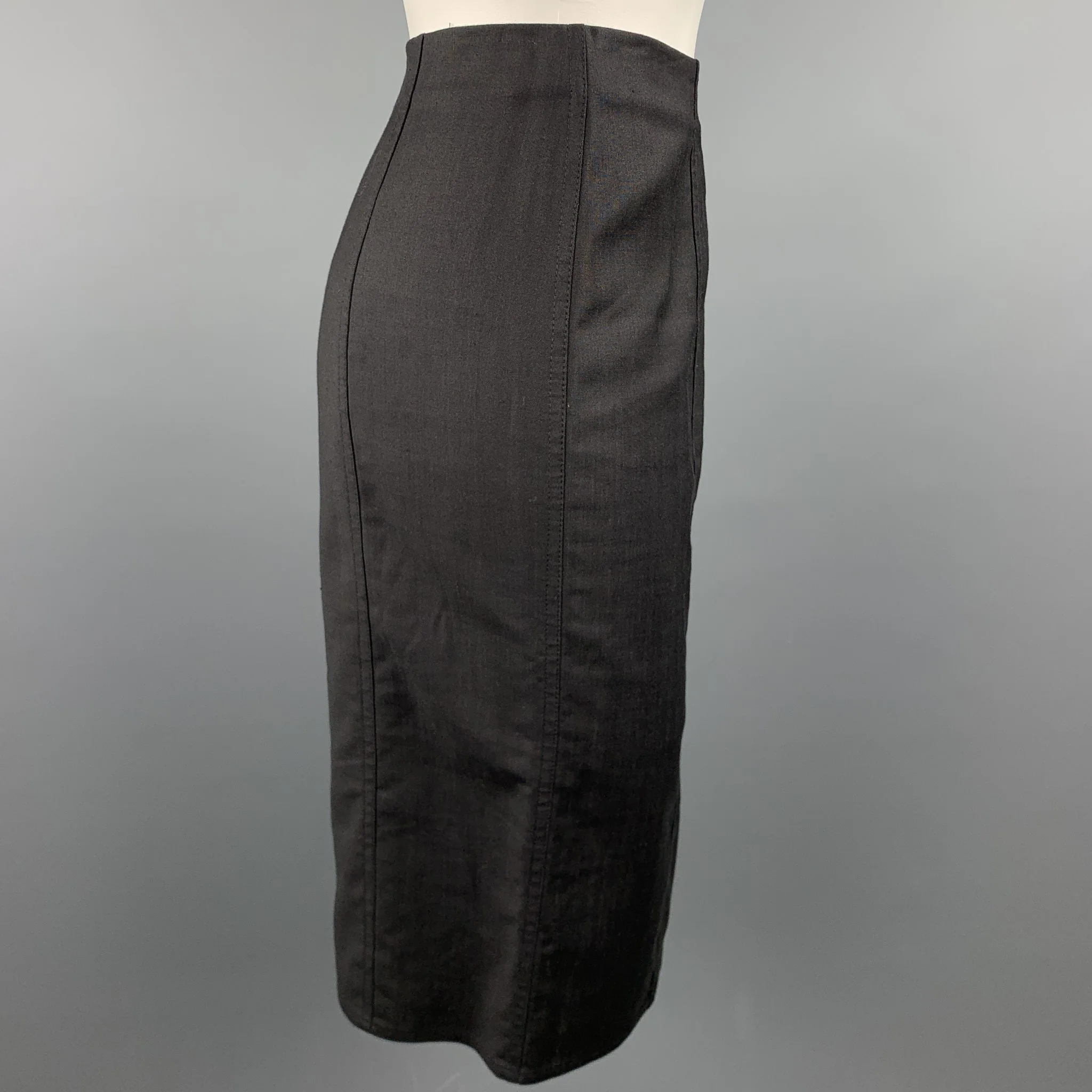 CHRISTIAN DIOR BOUTIQUE Size 6 Black Viscose Blend Pencil Skirt - Image 2