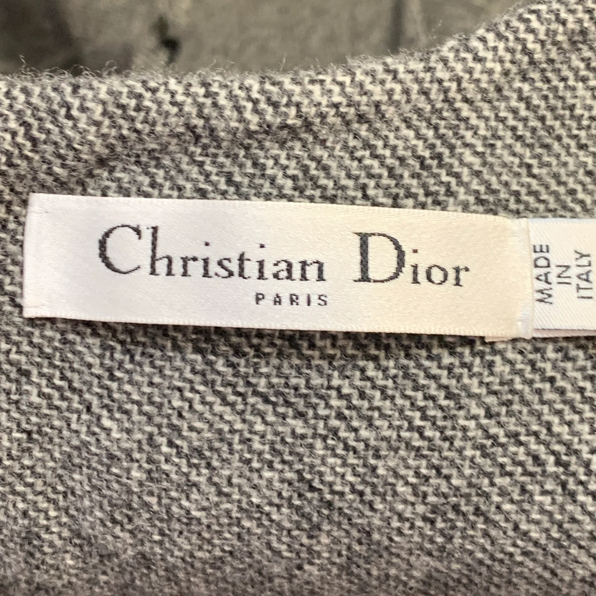 CHRISTIAN DIOR Size 8 Grey Black Textured Tulip Knee Length Dress - Image 4