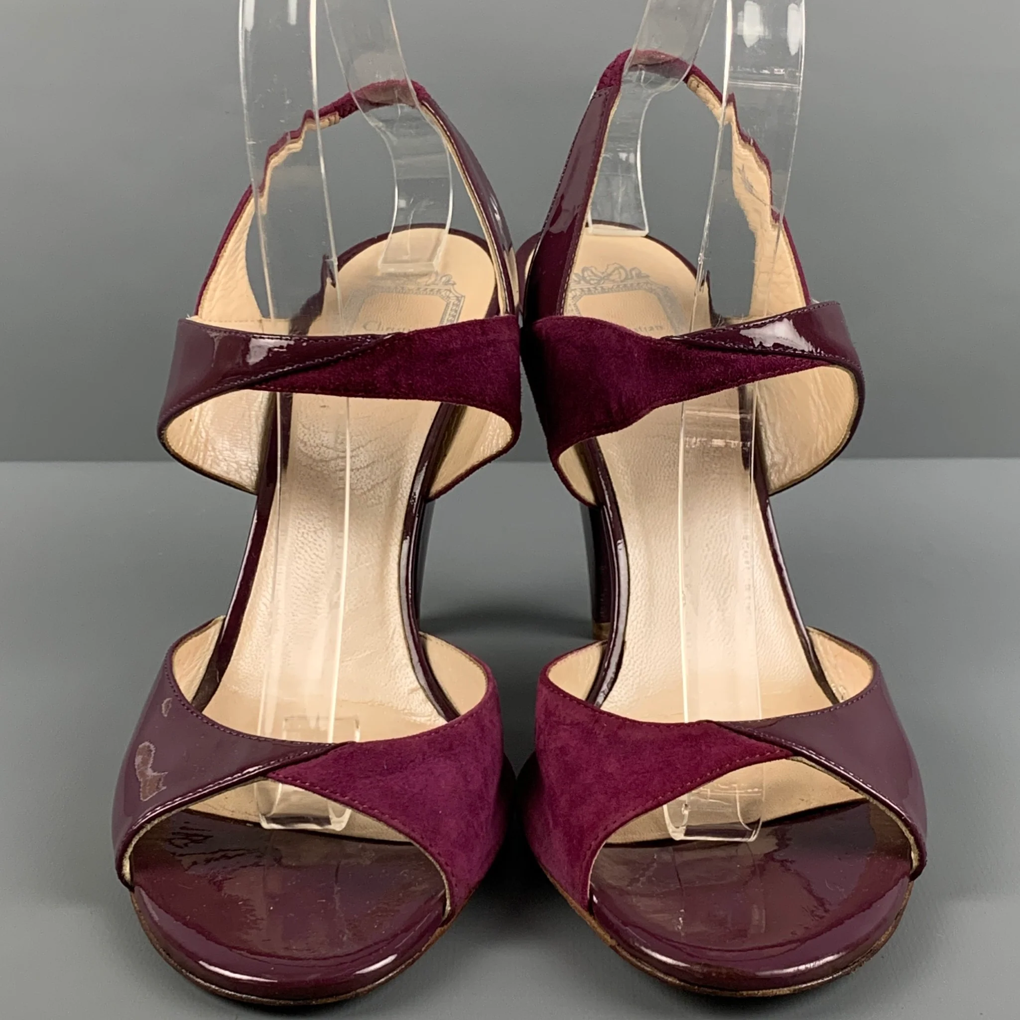 CHRISTIAN DIOR Size 9 Purple Patent Leather Sandals - Image 5