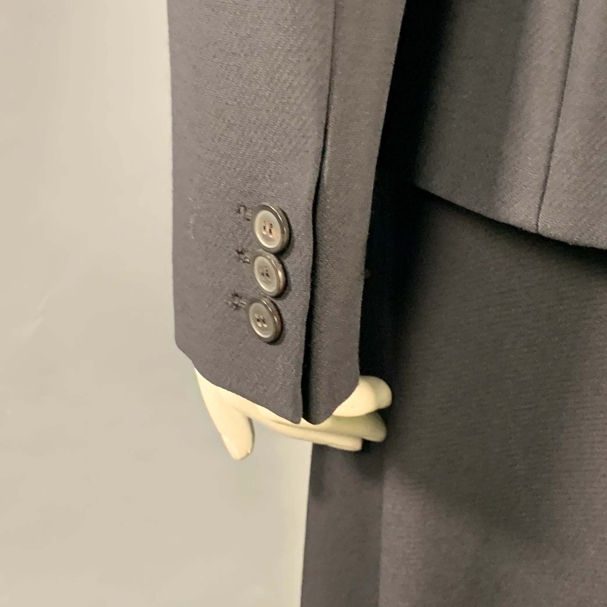 CHRISTIAN DIOR Size XL Black Wool Silk Peak Lapel Midi Skirt Suit - Image 6