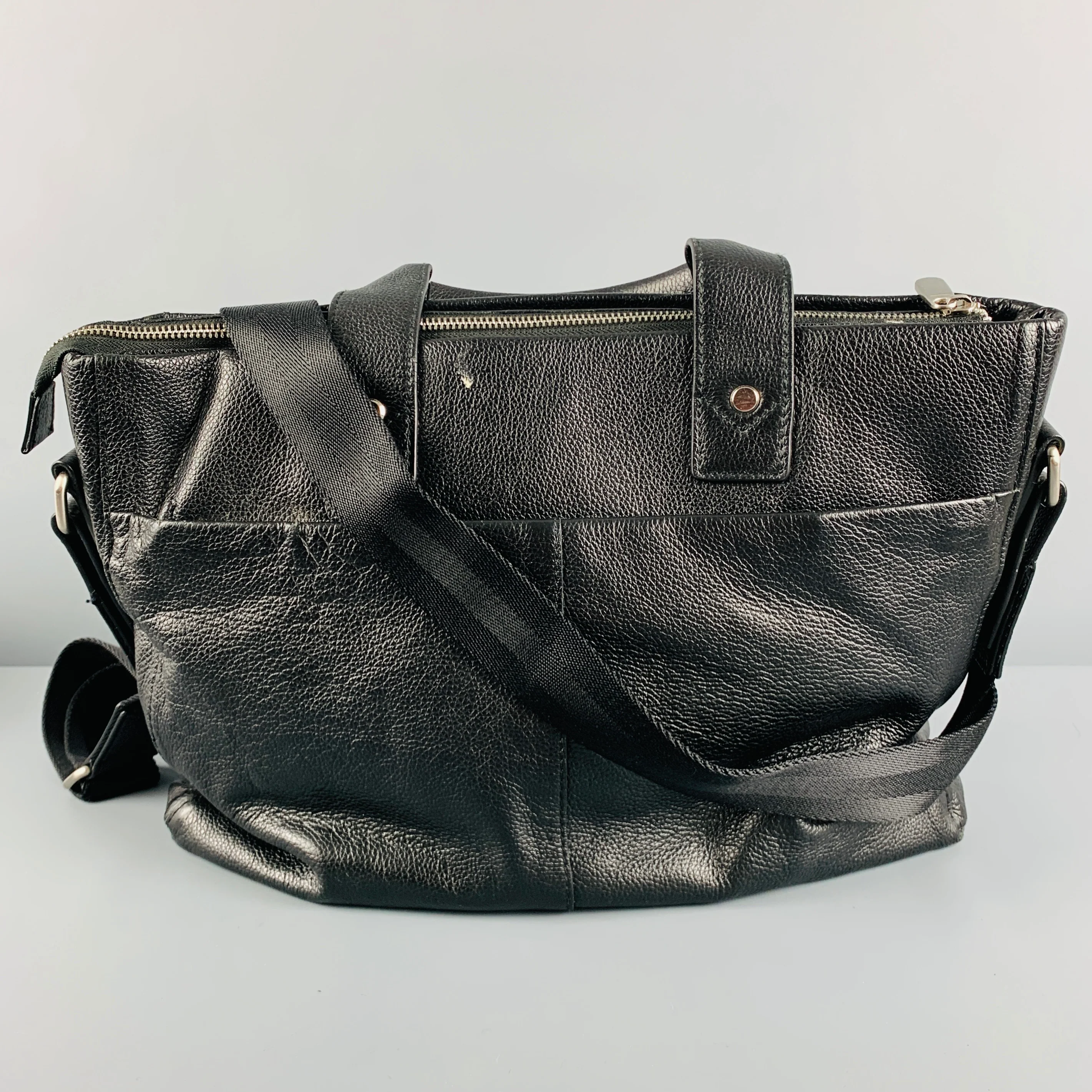 CHRISTIAN LACROIX Black Pebble Grain Leather Tote Bag - Image 3