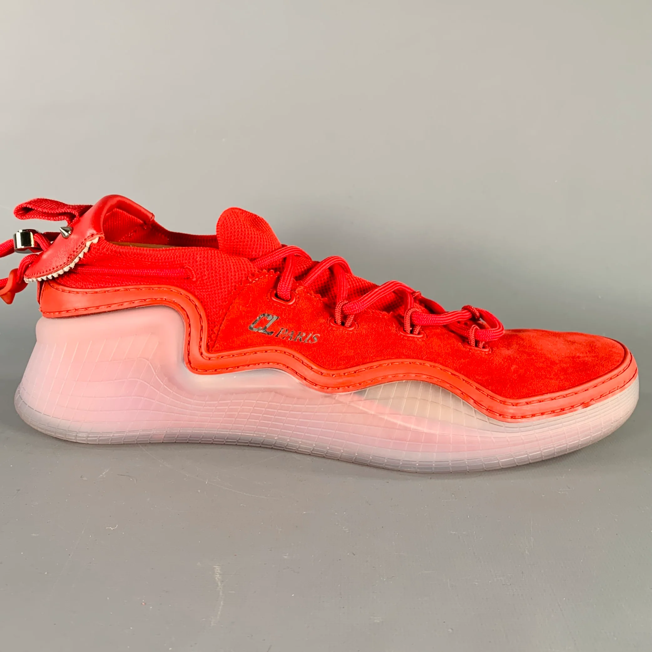 CHRISTIAN LOUBOUTIN Size 11.5 Arpoador Red Suede Low Top Sneakers - Image 2