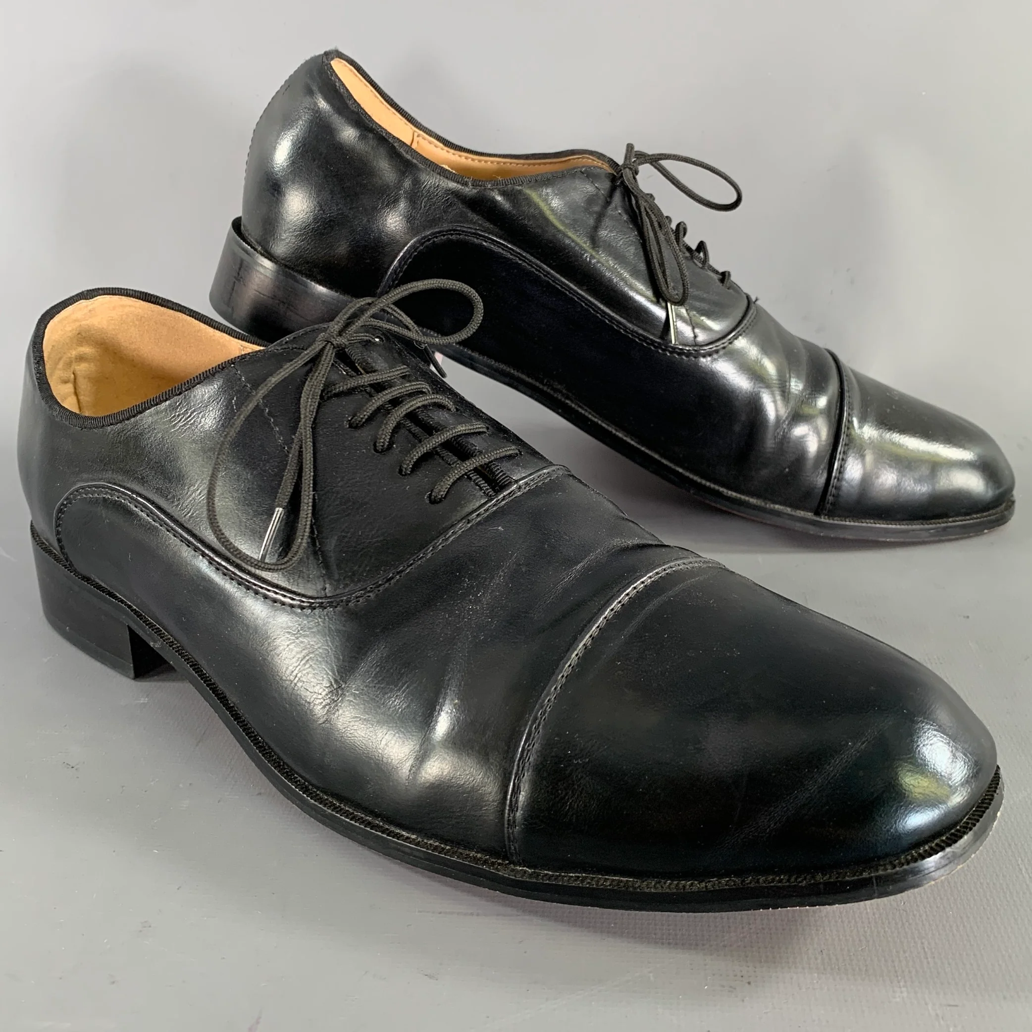 CHRISTIAN LOUBOUTIN Size 11 Black Leather Lace Up Lace Up Shoes