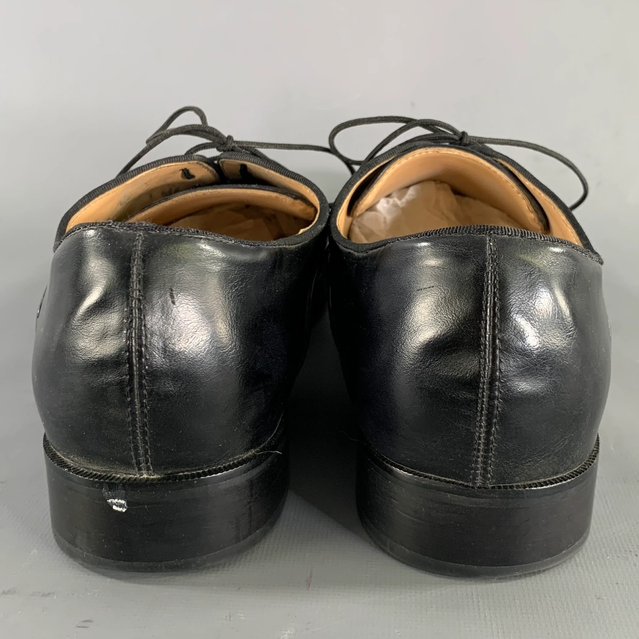CHRISTIAN LOUBOUTIN Size 11 Black Leather Lace Up Lace Up Shoes - Image 3