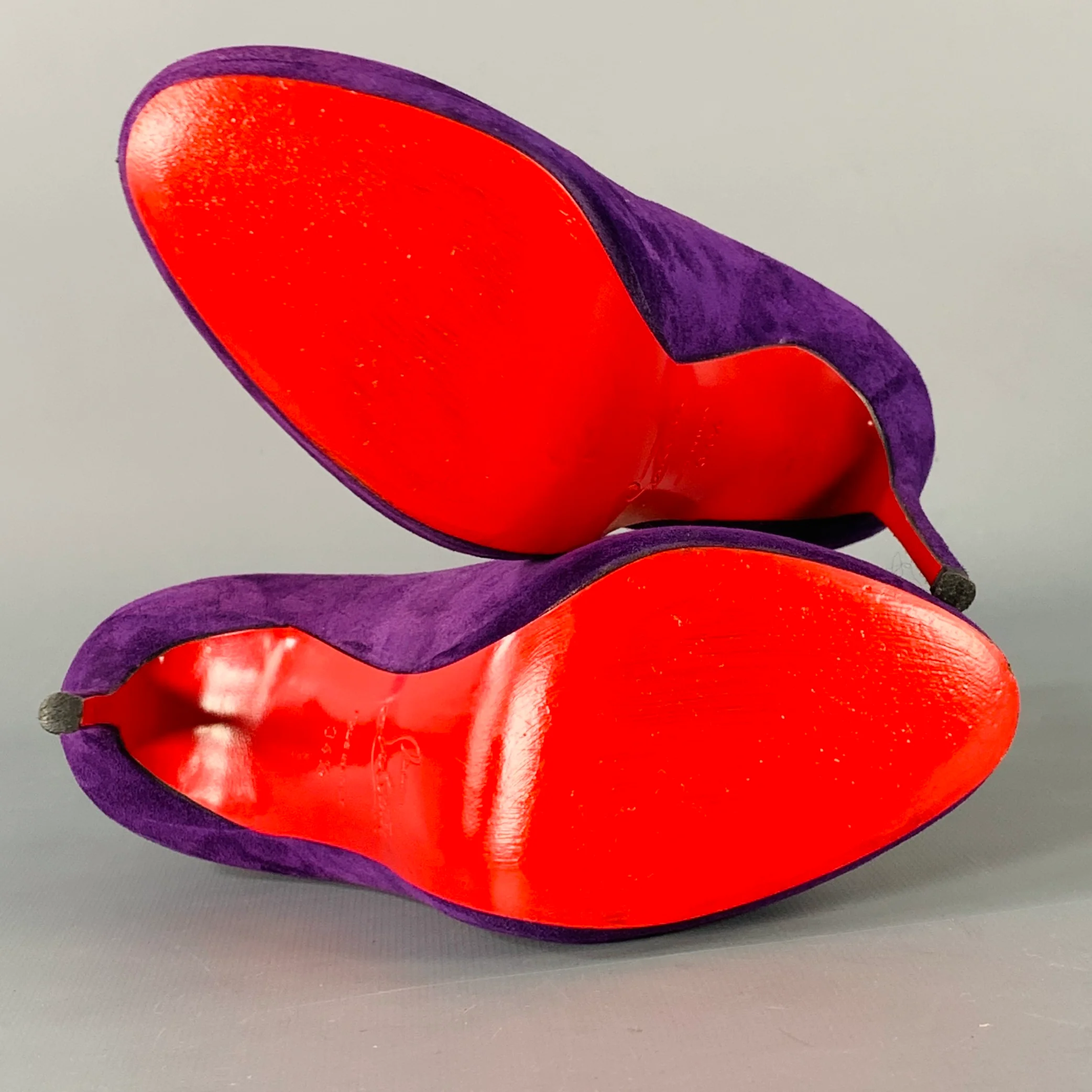 CHRISTIAN LOUBOUTIN Size 4.5 Purple Suede Platform Pumps - Image 6