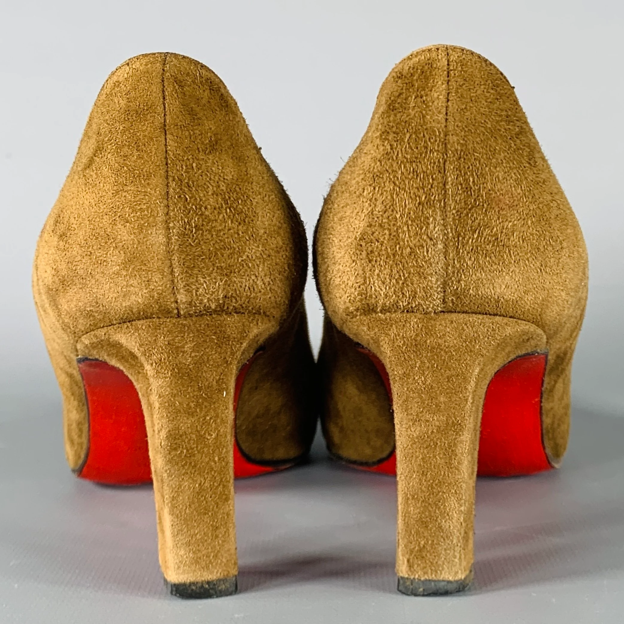 CHRISTIAN LOUBOUTIN Size 6.5 Brown Suede Heels Pumps - Image 3