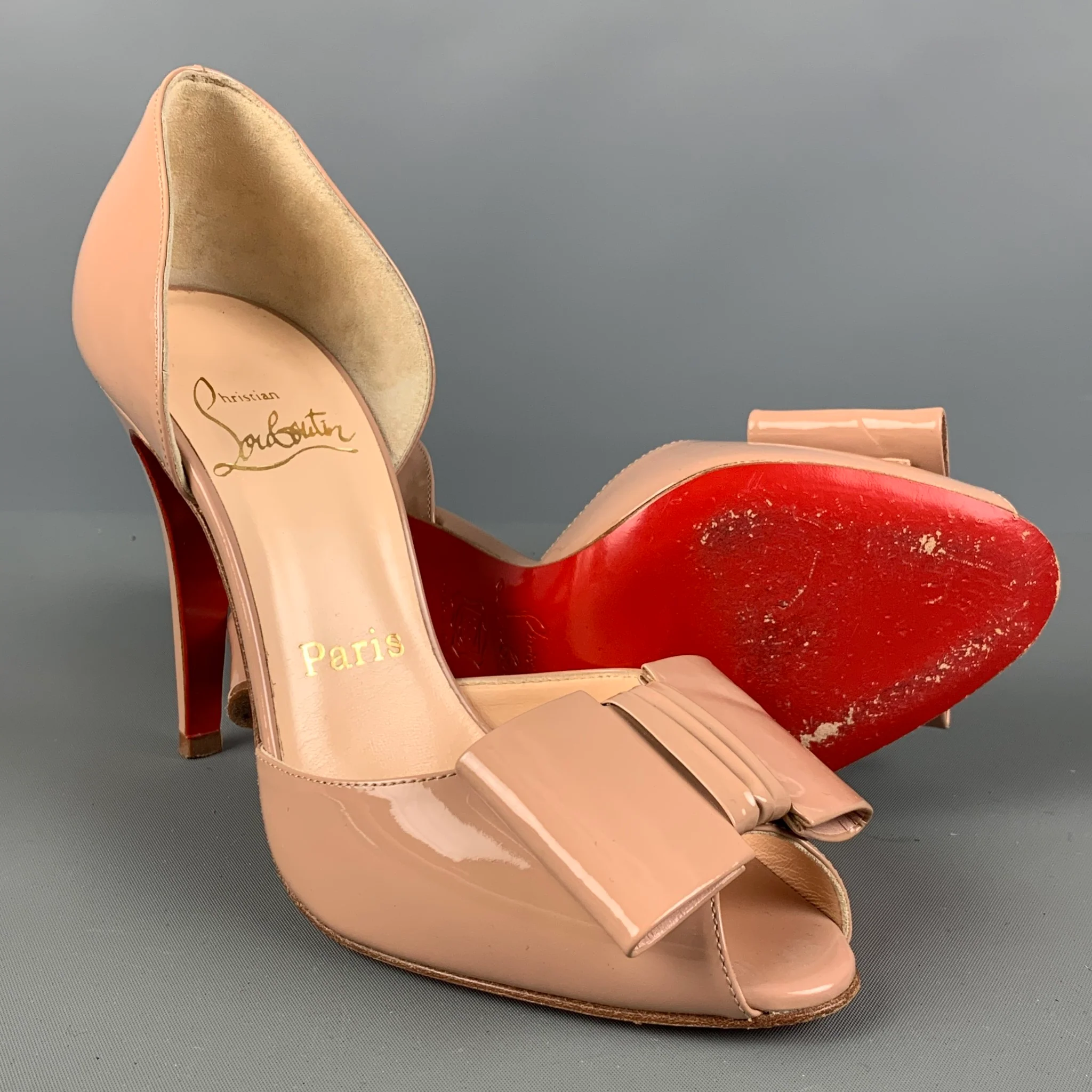CHRISTIAN LOUBOUTIN Size 6 Beige Nude Patent Leather D'Orsay Pumps - Image 5