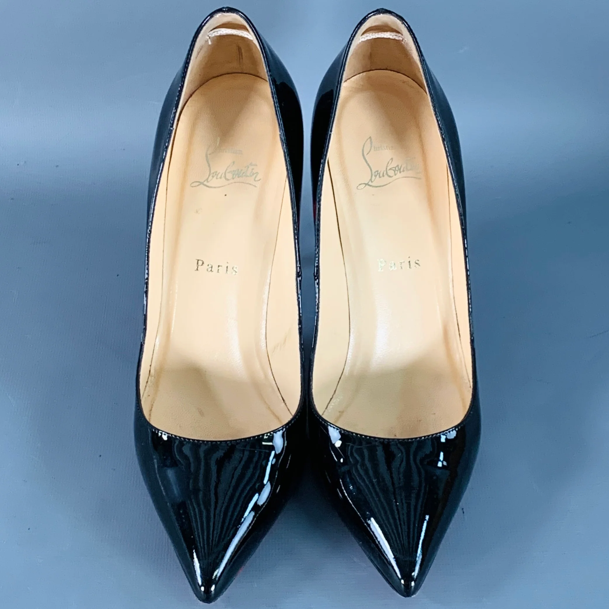 CHRISTIAN LOUBOUTIN Size 9.5 Pigalle Black Red Patent Leather Pointed Toe Pumps - Image 4