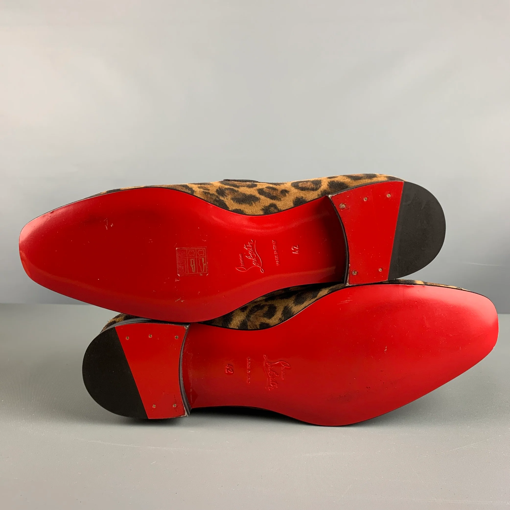 CHRISTIAN LOUBOUTIN Size 9 Brown Black Leopard Print Velour Slip On Loafers - Image 6