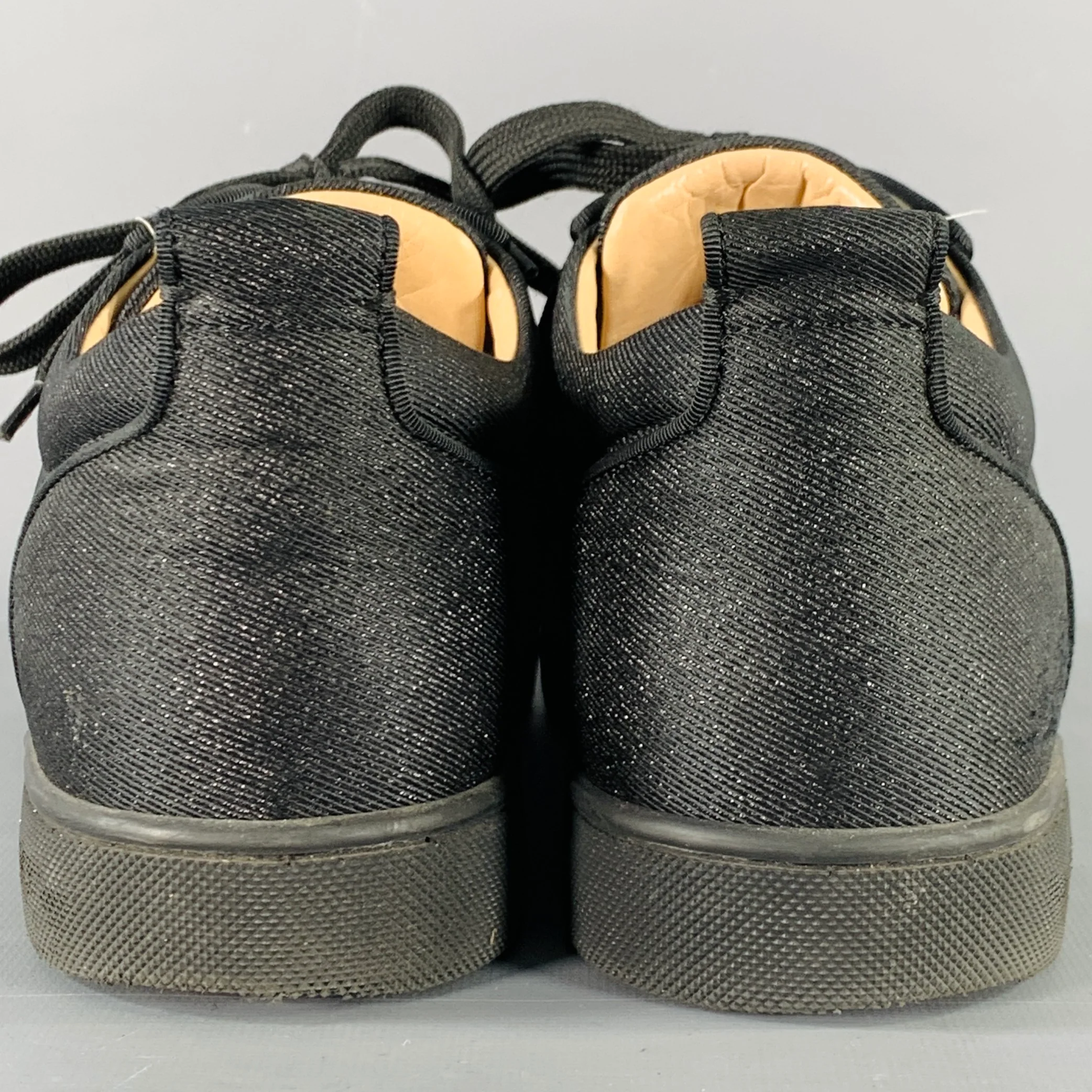 CHRISTIAN LOUBOUTIN Size 9 Rantulow Black Jacquard Red Sole Sneakers - Image 3